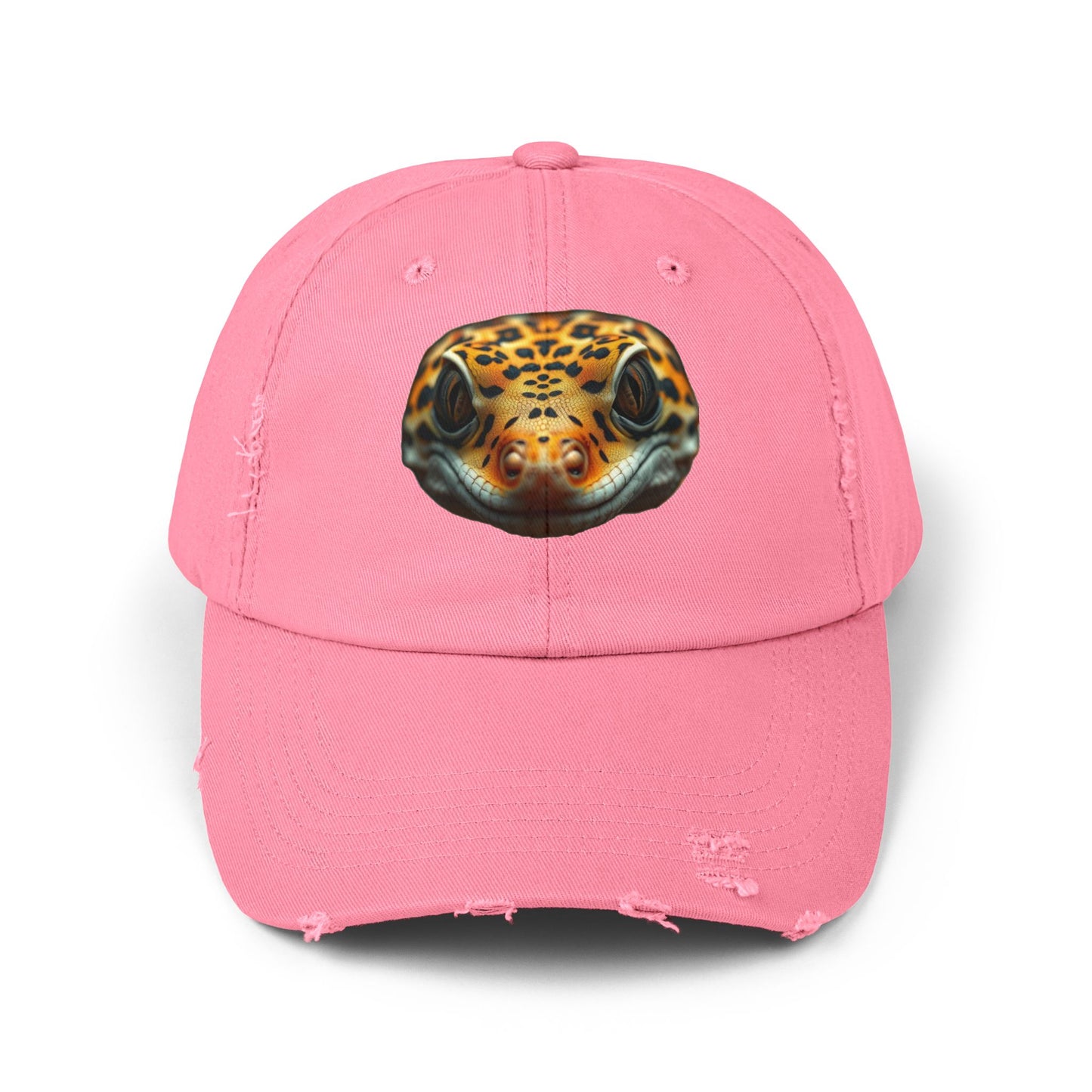 Leopard Gecko Unisex Distressed Cap - Casual Streetwear Hat for Everyday Use - Great for Reptile Lovers