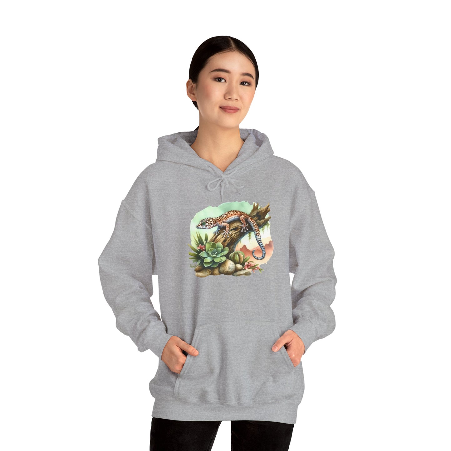 Gecko in a Tree Unisex Hooded Sweatshirt with Bold Print - Great for Reptile Lovers