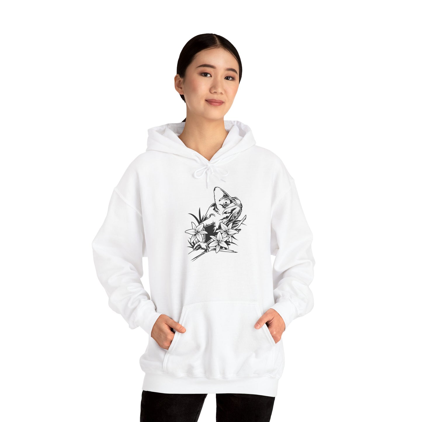Chameleon Unisex Hooded Sweatshirt with Bold Print - Great for Reptile Lovers