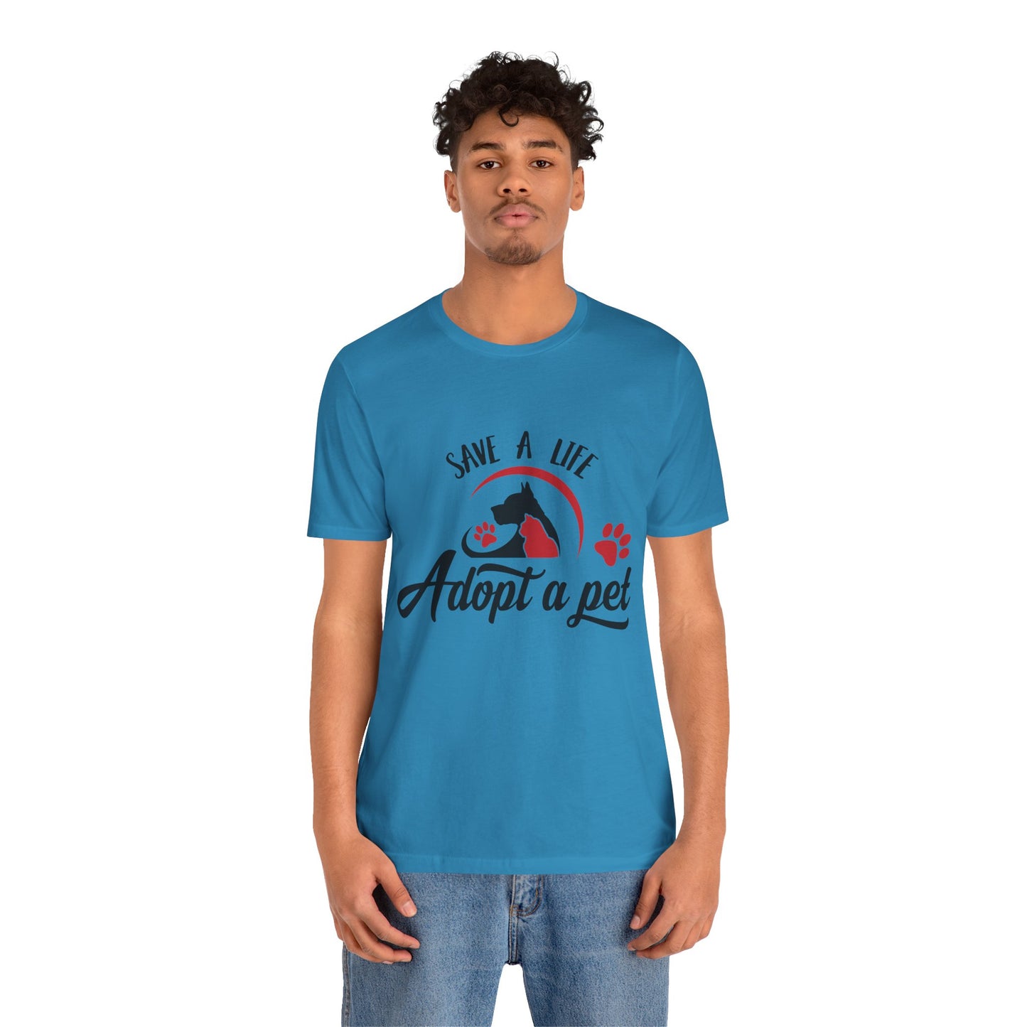 "Adopt a Pet" Print Unisex Jersey Tee - Casual Everyday Wear - Great for Pet Lovers