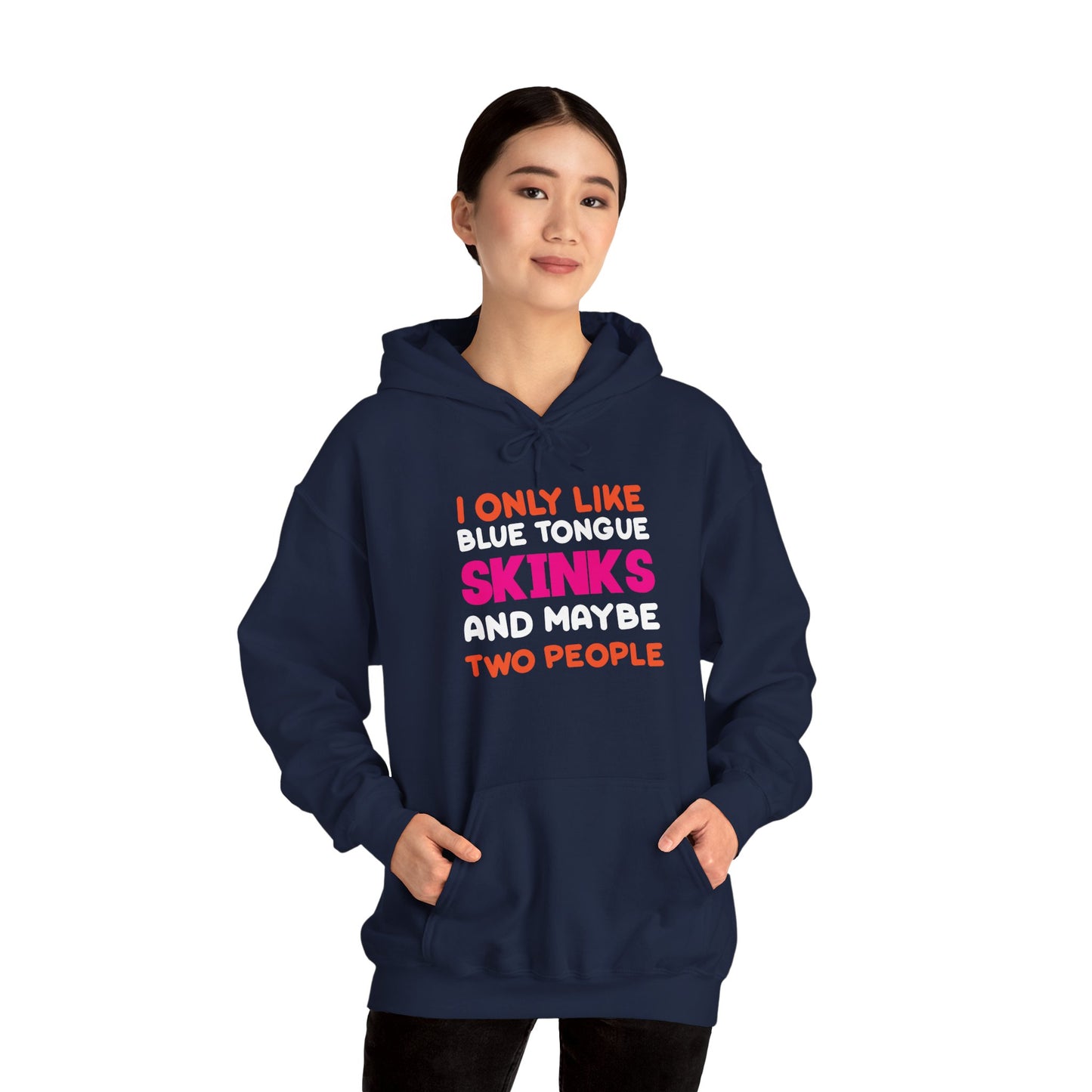 "Blue Tongue Skinks and Maybe 2 People" Unisex Hooded Sweatshirt with Bold Print - Great for Reptile Lovers