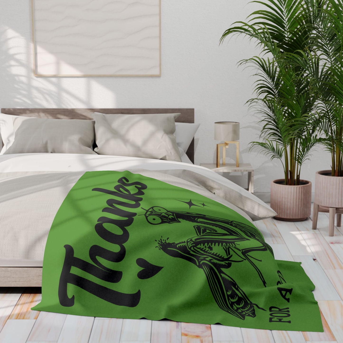 "Thanks for a Good Time" Cozy Arctic Fleece Blanket | Perfect for Home Decor, Gifting, and Cozy Nights - Snuggle up with a Mantis