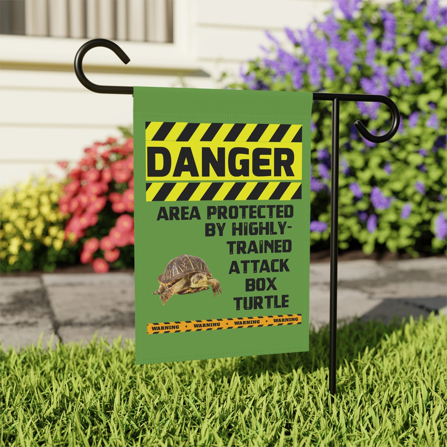 Box Turtle Danger Garden House Banner - Customizable Outdoor Decor to Showcase Your Love of Reptiles