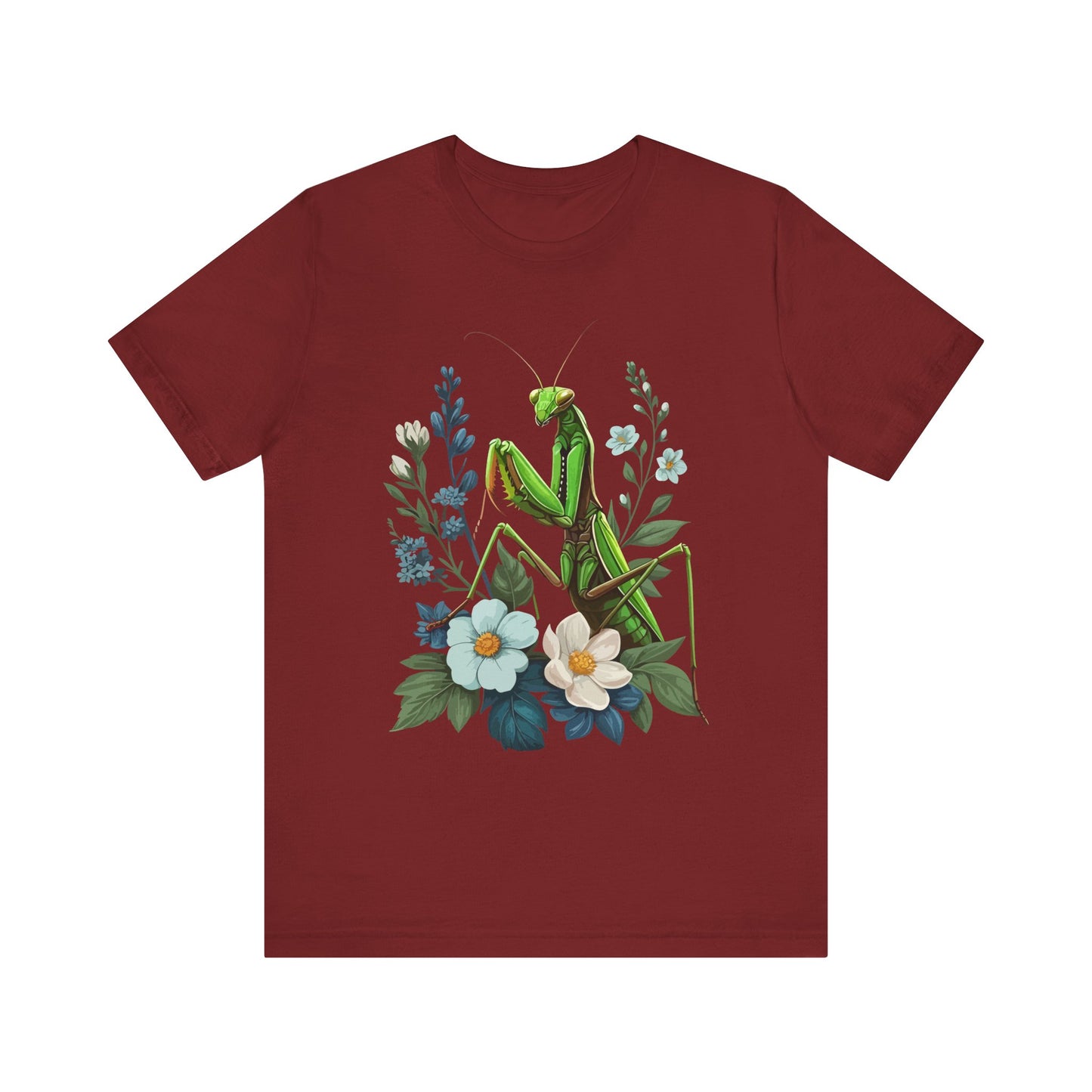 Mantis in the Flowers Unisex Jersey Tee - Casual Everyday Wear - Great for Insect Lovers