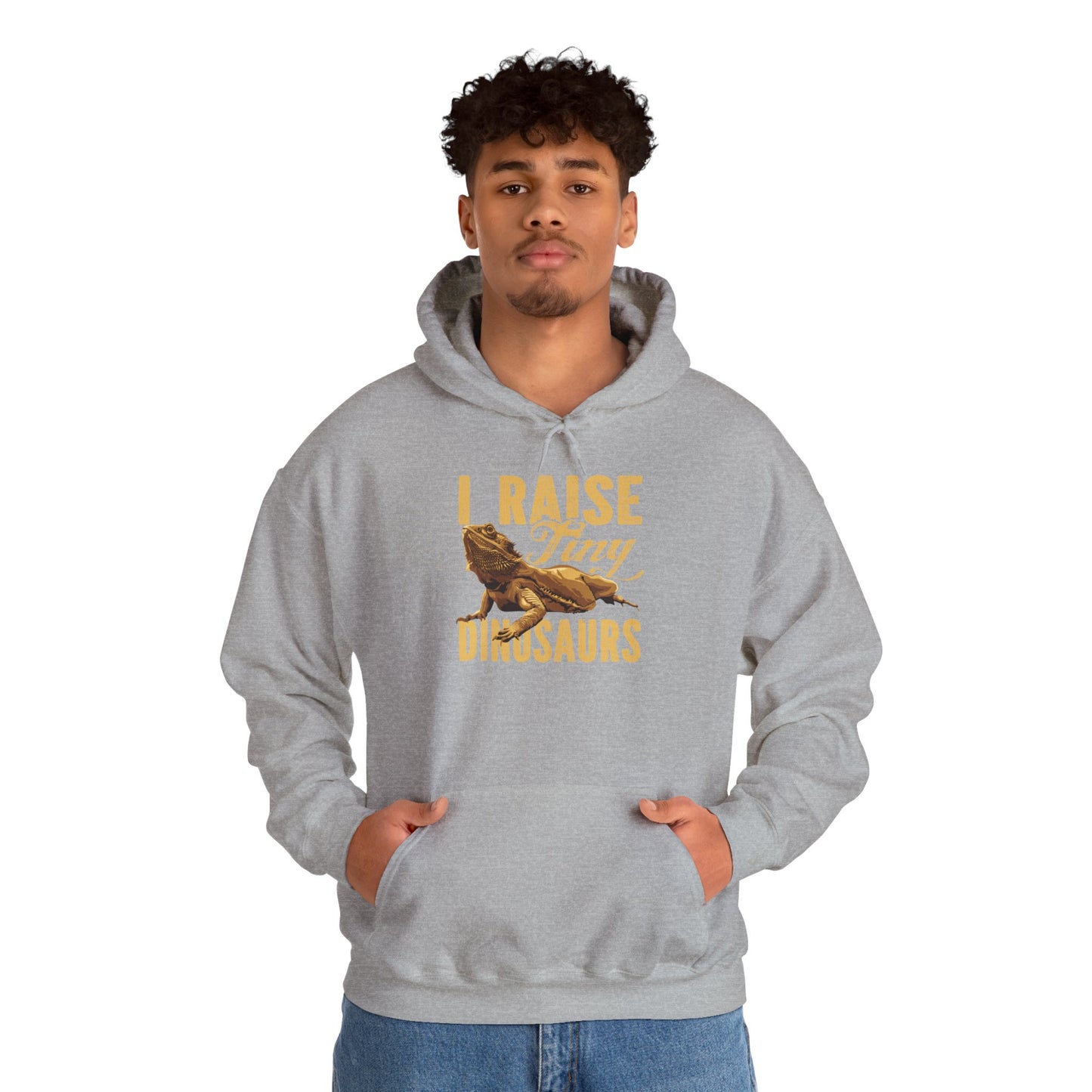 "I Raise Tiny Dinosaurs" Cozy Unisex Hooded Sweatshirt with Bold Print - Great for Reptile Lovers