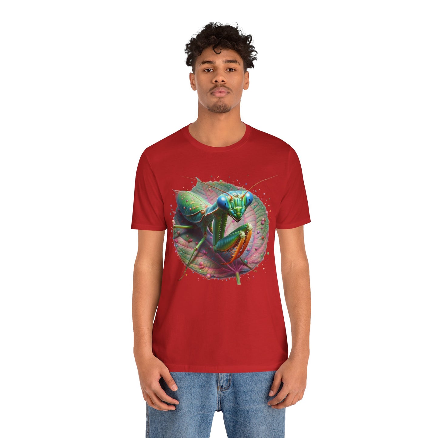 Mantis on a Leaf Unisex Jersey Tee - Casual Everyday Wear - Great for Reptile Lovers