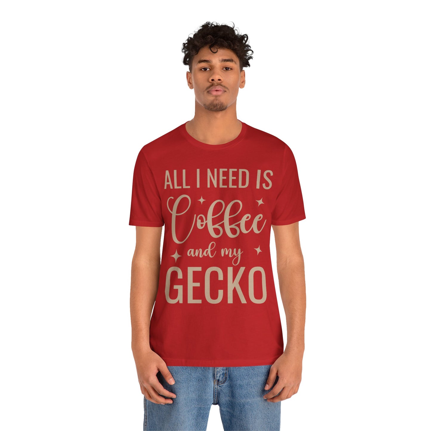 "Coffee and My Gecko" Unisex Jersey Tee - Casual Everyday Wear - Great for Reptile Lovers
