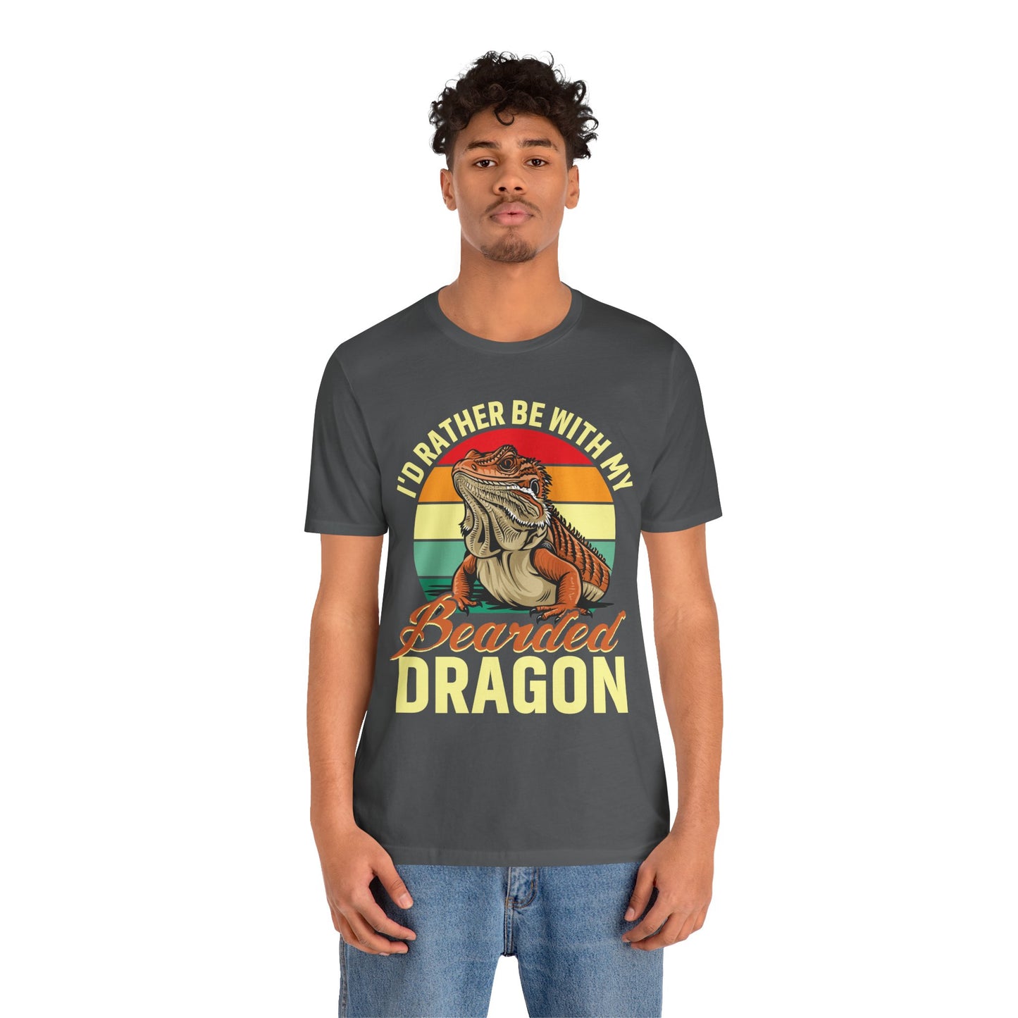 "I'd Rather Be With My Bearded Dragon" Print Unisex Jersey Tee - Casual Everyday Wear - Great for Reptile Lovers