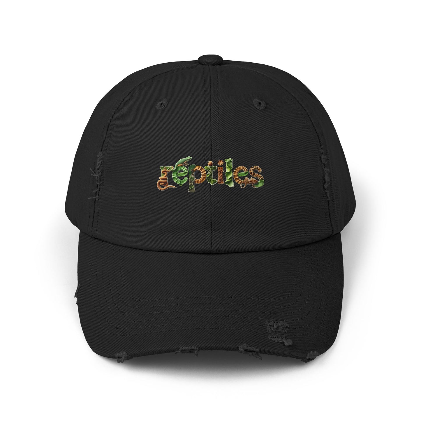 Reptiles Lettering Unisex Distressed Cap - Casual Streetwear Hat for Everyday Use - Great for Reptile Lovers
