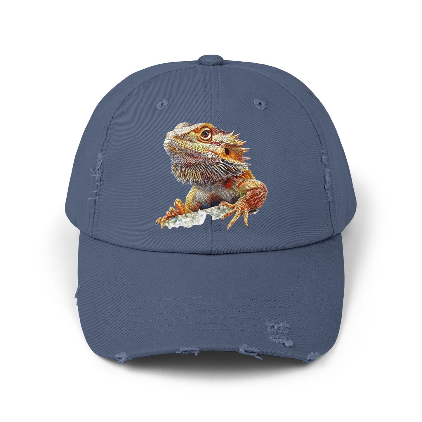 Bearded Dragon Unisex Distressed Cap - Casual Streetwear Hat for Everyday Use - Great for Reptile Lovers