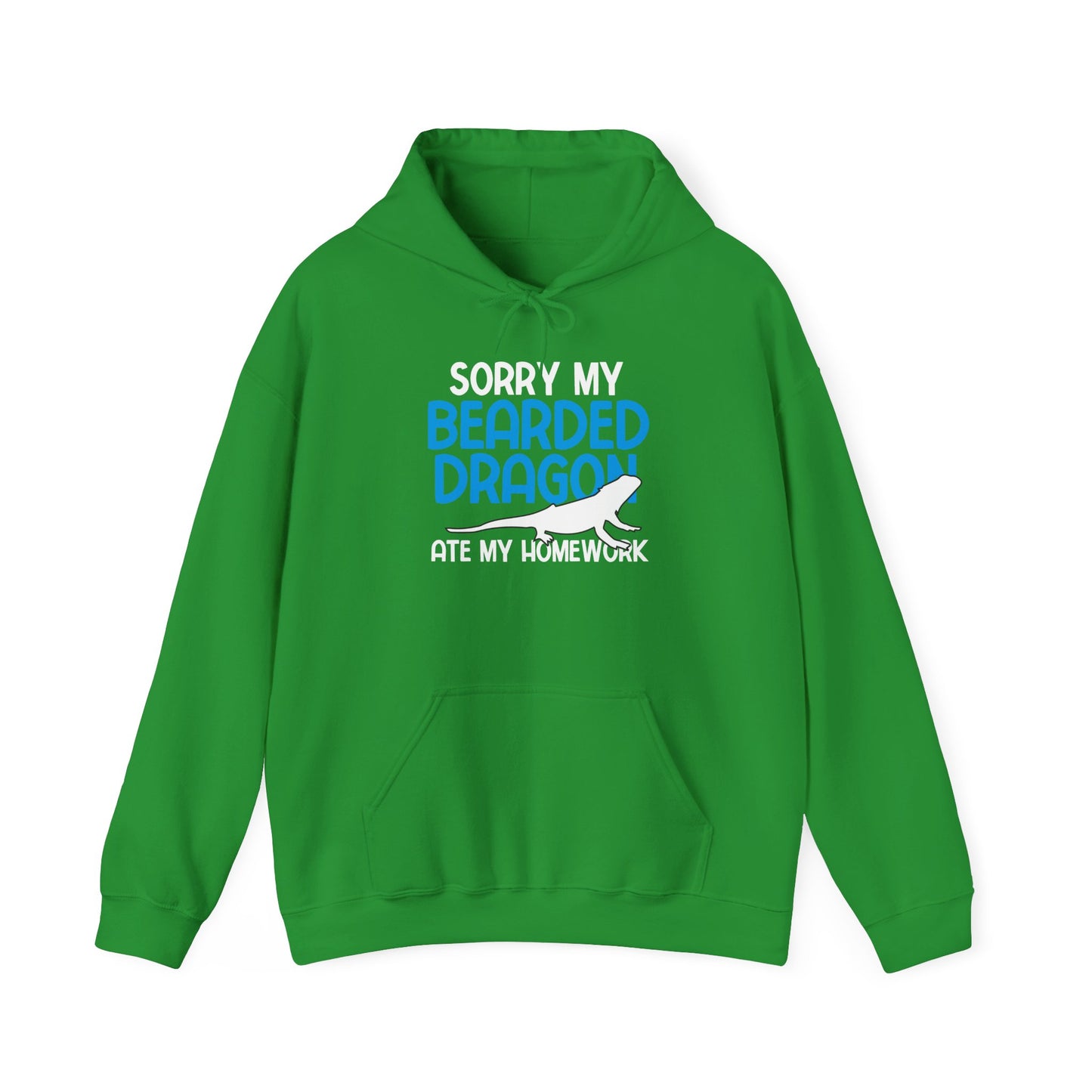 "Bearded Dragon Ate My Homework" Unisex Hooded Sweatshirt with Bold Print - Great for Reptile Lovers