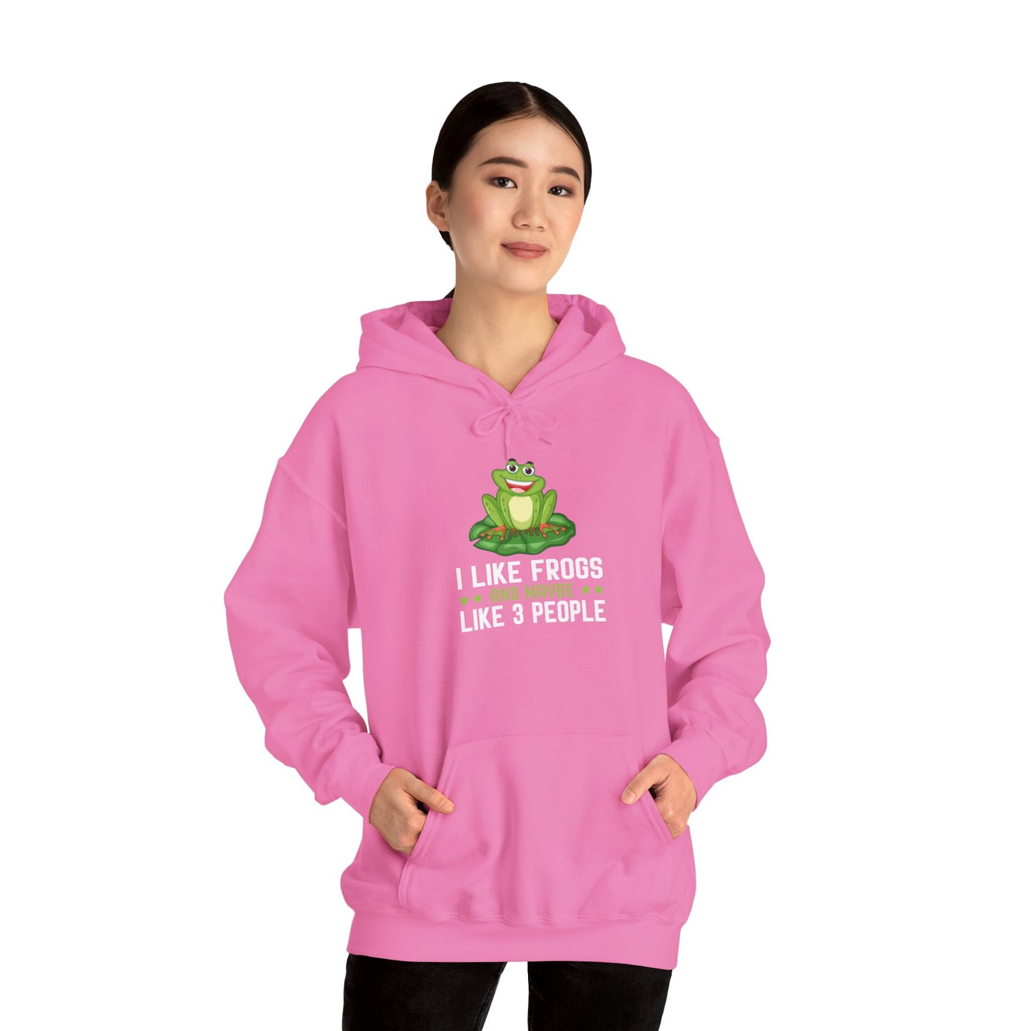 "Frogs and Maybe 3 People" Unisex Hooded Sweatshirt with Bold Print - Great for Frog Lovers