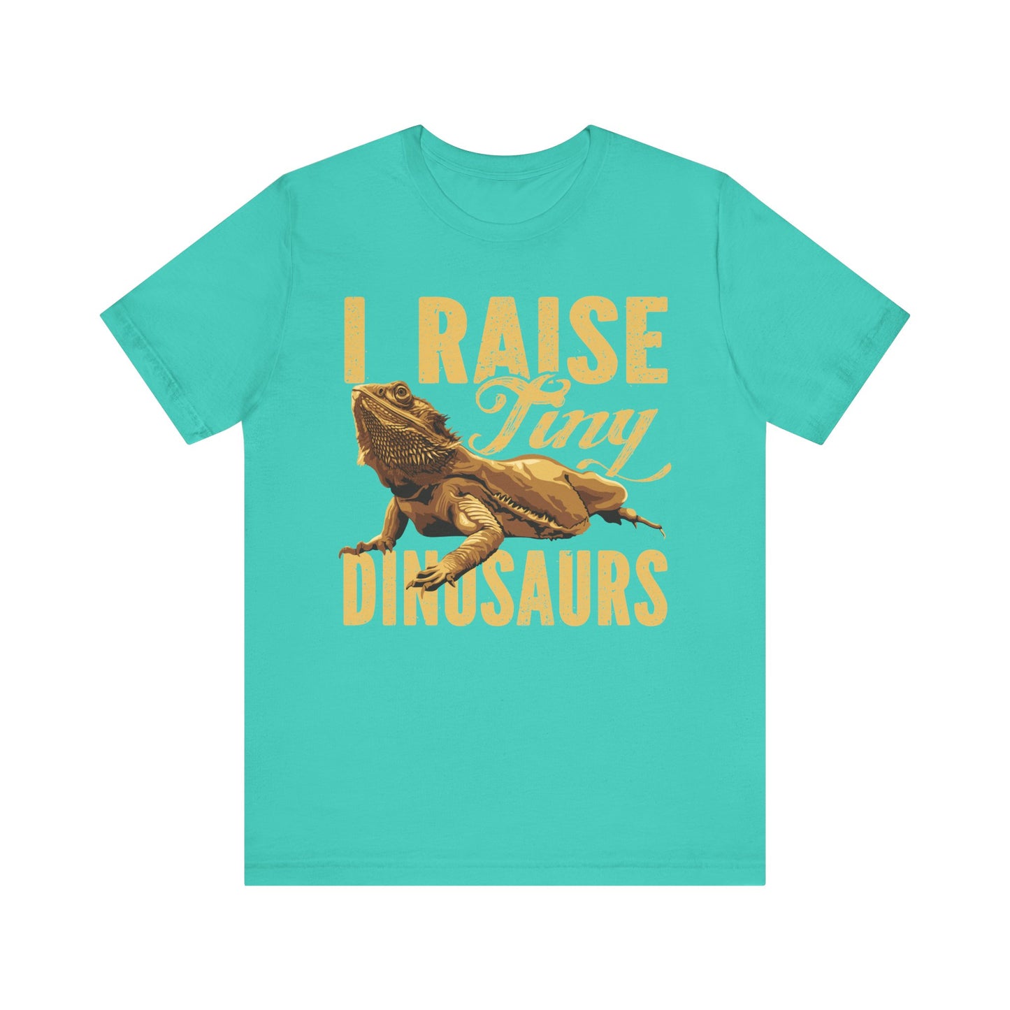 "I Raise Tiny Dinosaurs" Bearded Dragon Print Unisex Jersey Tee - Casual Everyday Wear - Great for Reptile Lovers
