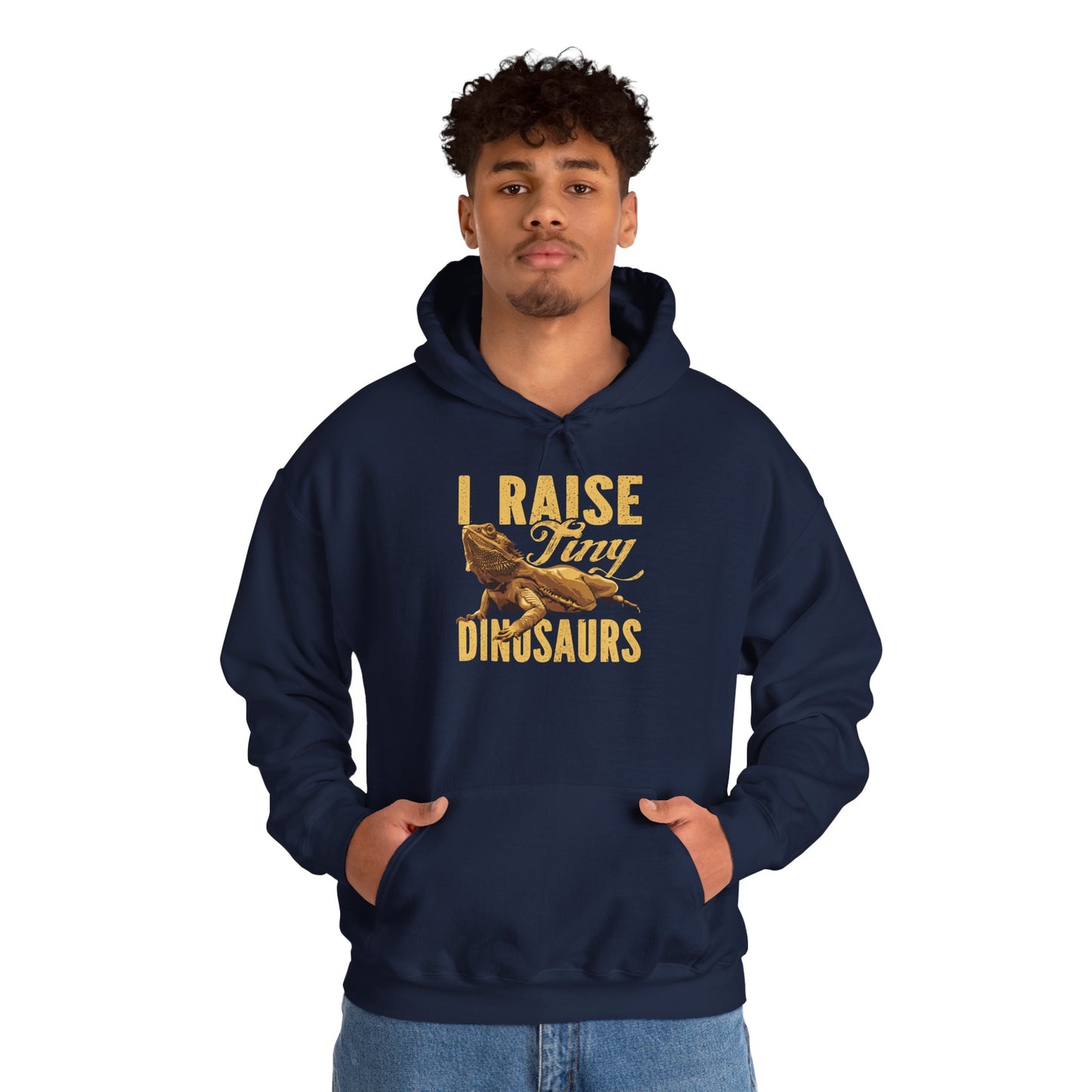 "I Raise Tiny Dinosaurs" Cozy Unisex Hooded Sweatshirt with Bold Print - Great for Reptile Lovers