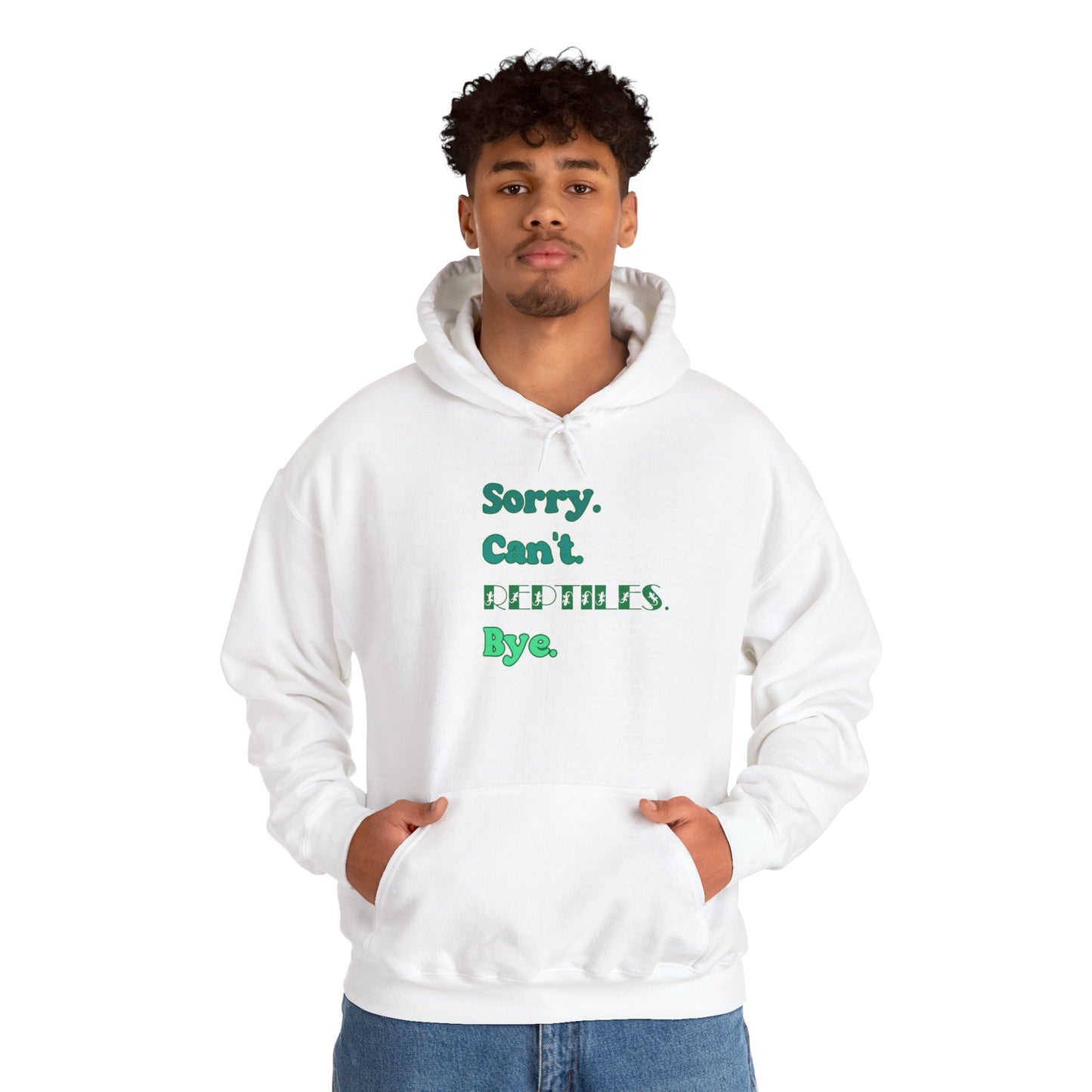 "Sorry Can't Reptiles Bye" Cozy Unisex Hooded Sweatshirt with Bold Print - Great for Reptile Lovers
