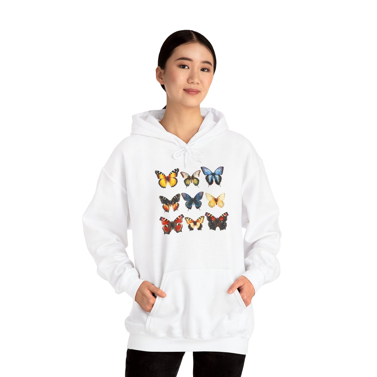 Butterflies Cozy Unisex Hooded Sweatshirt with Bold Print - Great for Insect Lovers