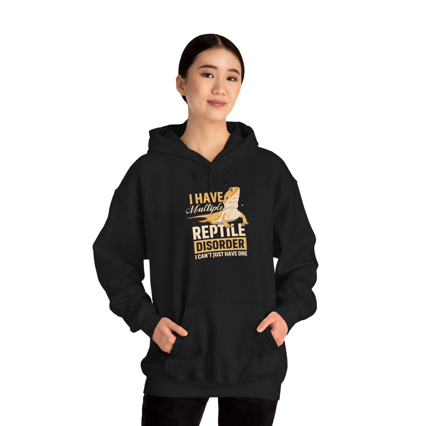 "Multiple Reptile Disorder" Unisex Hooded Sweatshirt with Bold Print - Great for Reptile Lovers