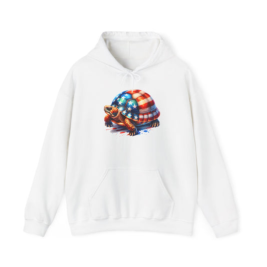Flag Turtle Cozy Unisex Hooded Sweatshirt with Bold Print - Great for Reptile Lovers