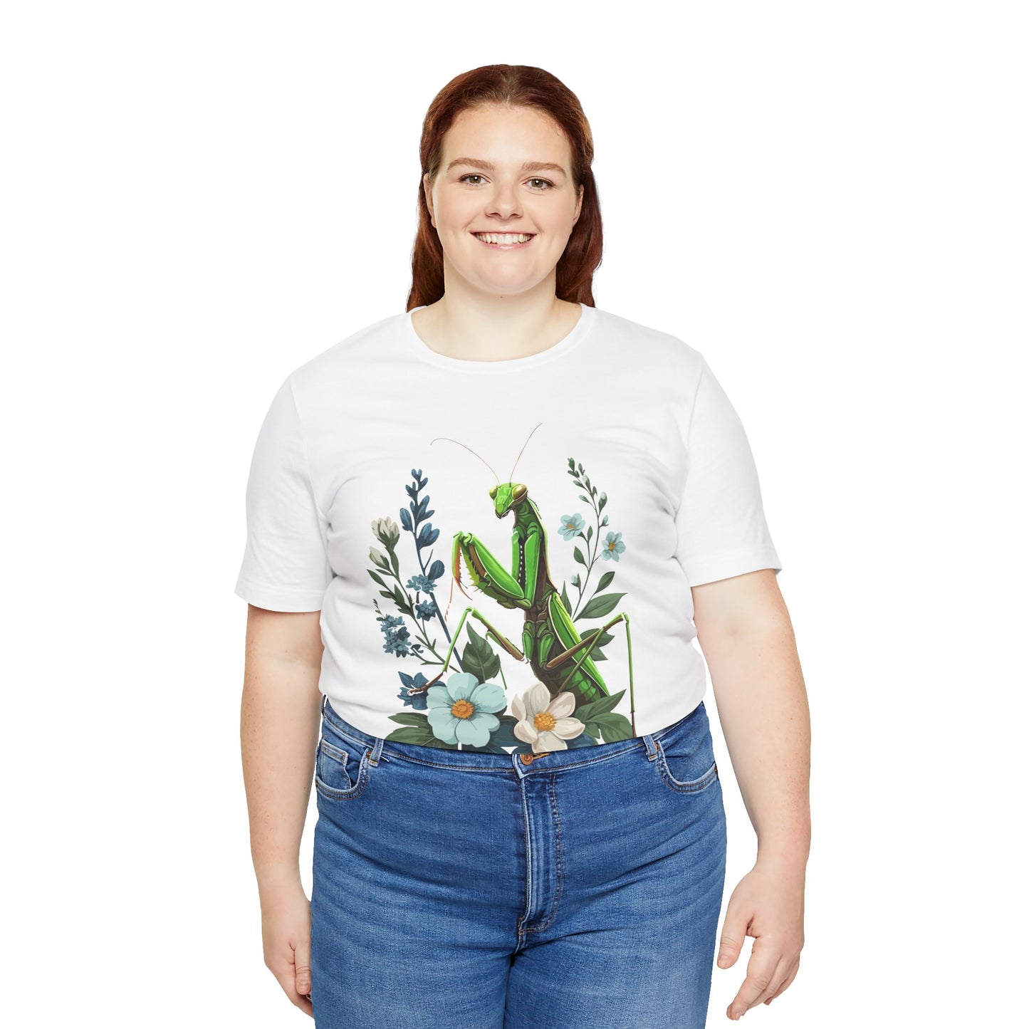 Mantis in the Flowers Unisex Jersey Tee - Casual Everyday Wear - Great for Insect Lovers