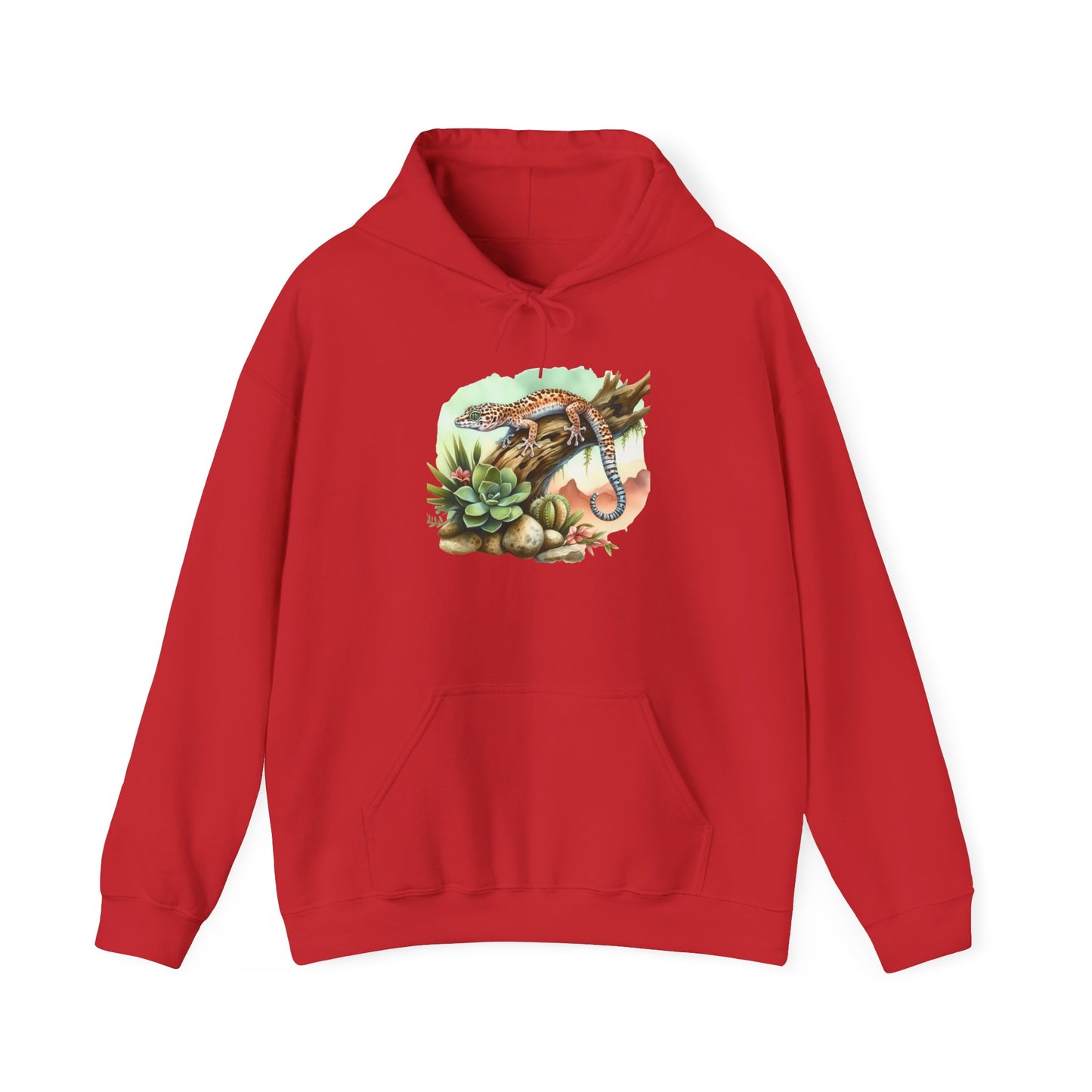 Gecko in a Tree Unisex Hooded Sweatshirt with Bold Print - Great for Reptile Lovers