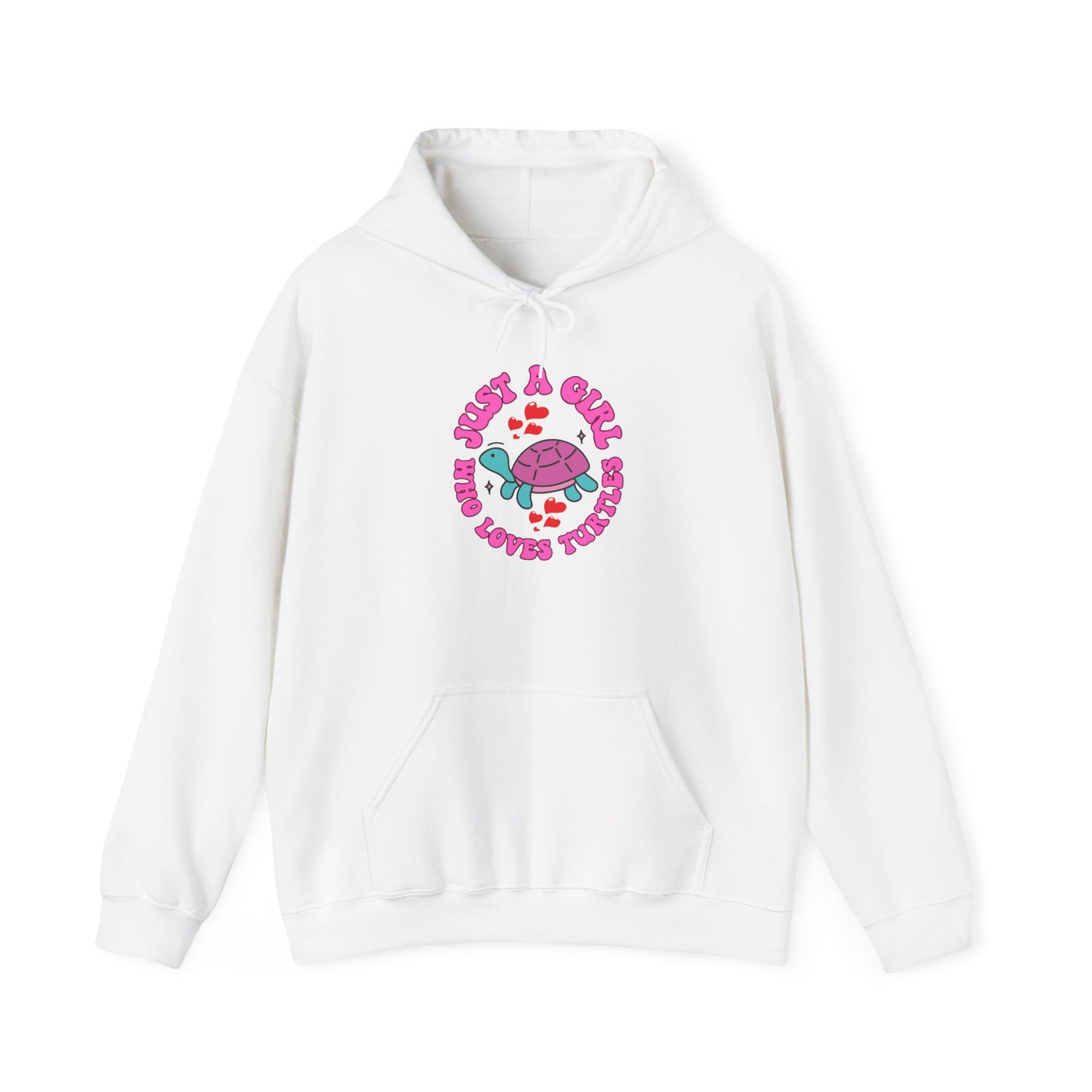 "Just a Girl Who Loves Turtles" Unisex Hooded Sweatshirt with Bold Print - Great for Reptile Lovers