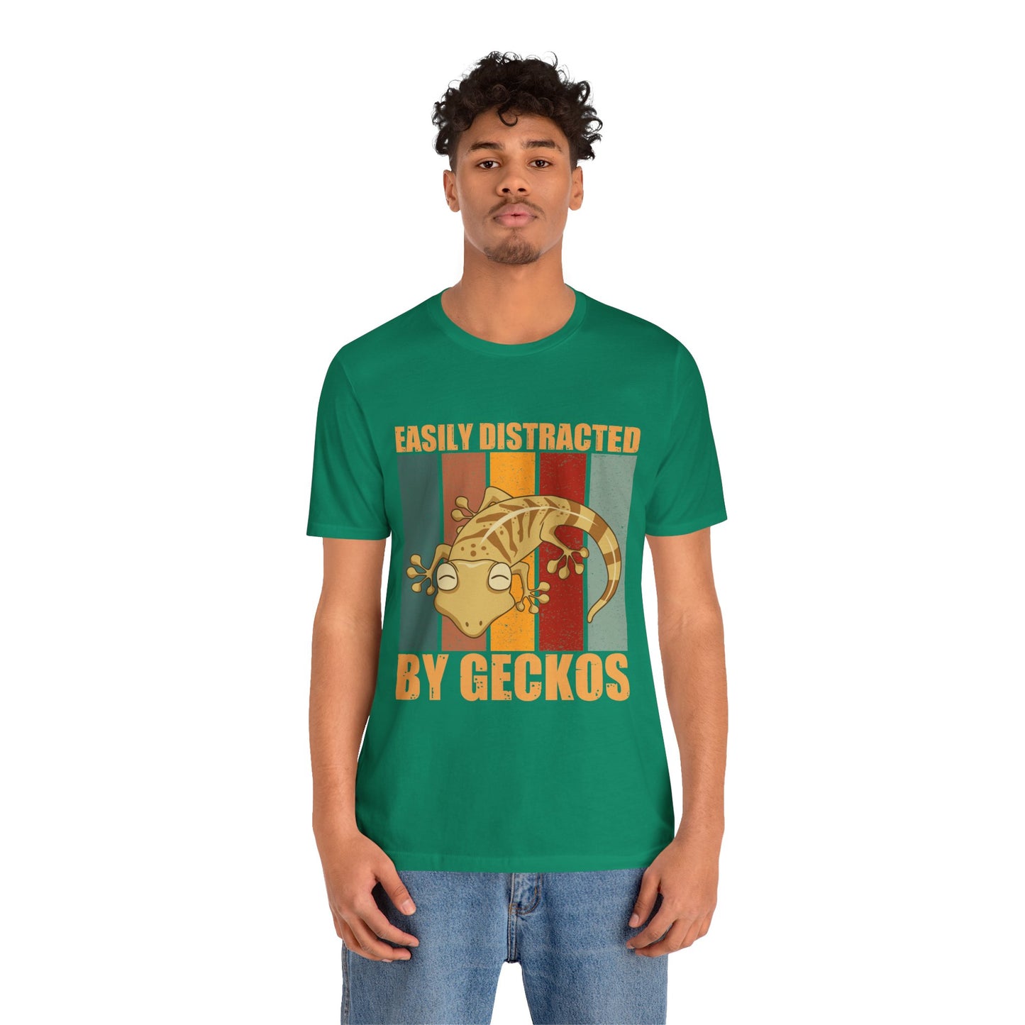 "Easily Distracted By Geckos" Unisex Jersey Tee - Casual Everyday Wear - Great for Reptile Lovers