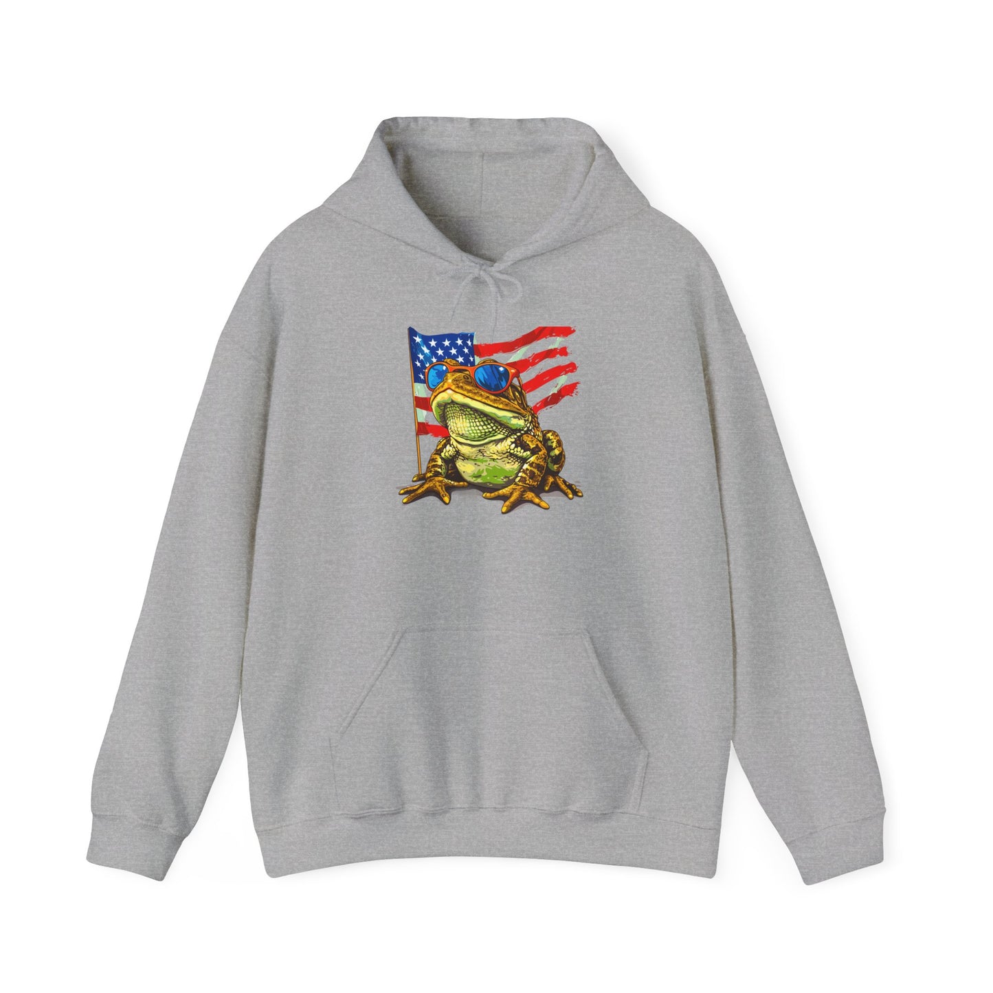 Flag Frog Cozy Unisex Hooded Sweatshirt with Bold Print - Great for Reptile Lovers