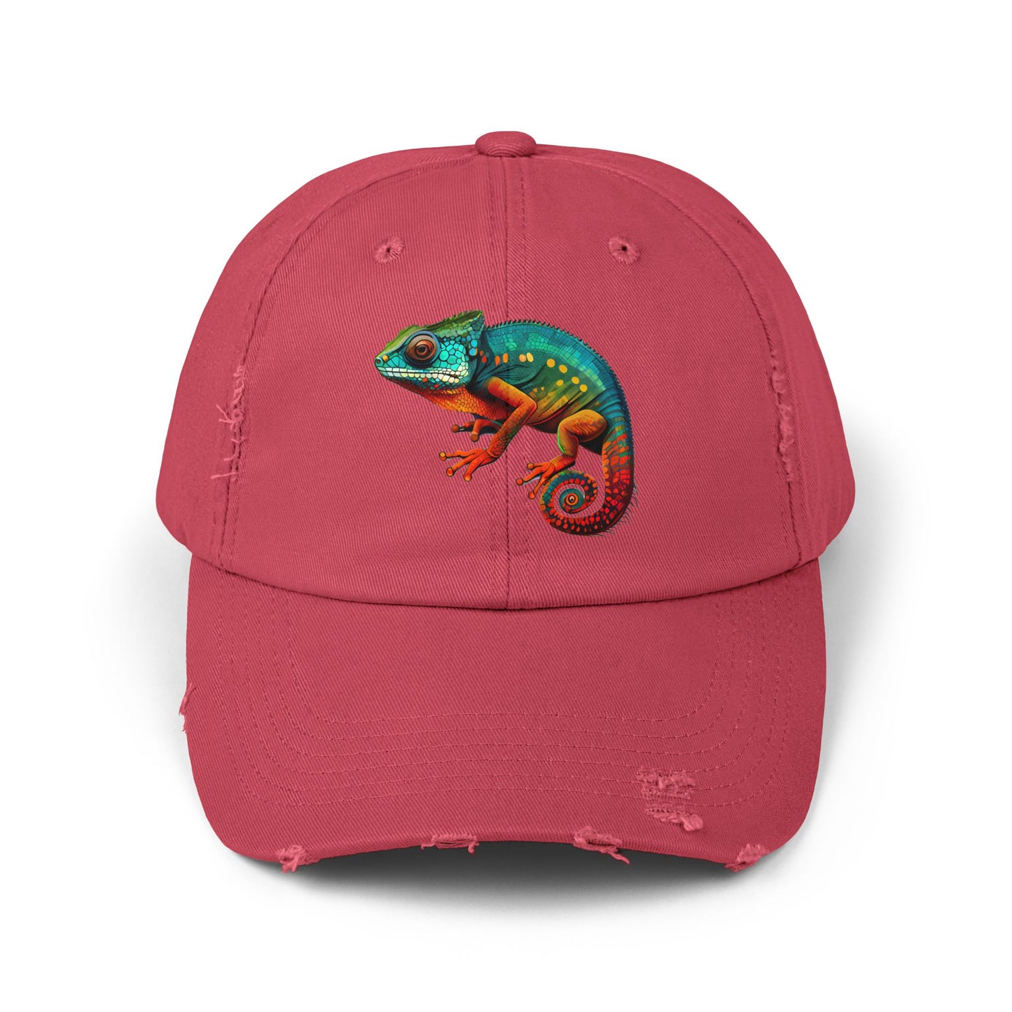 Chameleon Unisex Distressed Cap - Casual Streetwear Hat for Everyday Use - Great for Reptile Lovers
