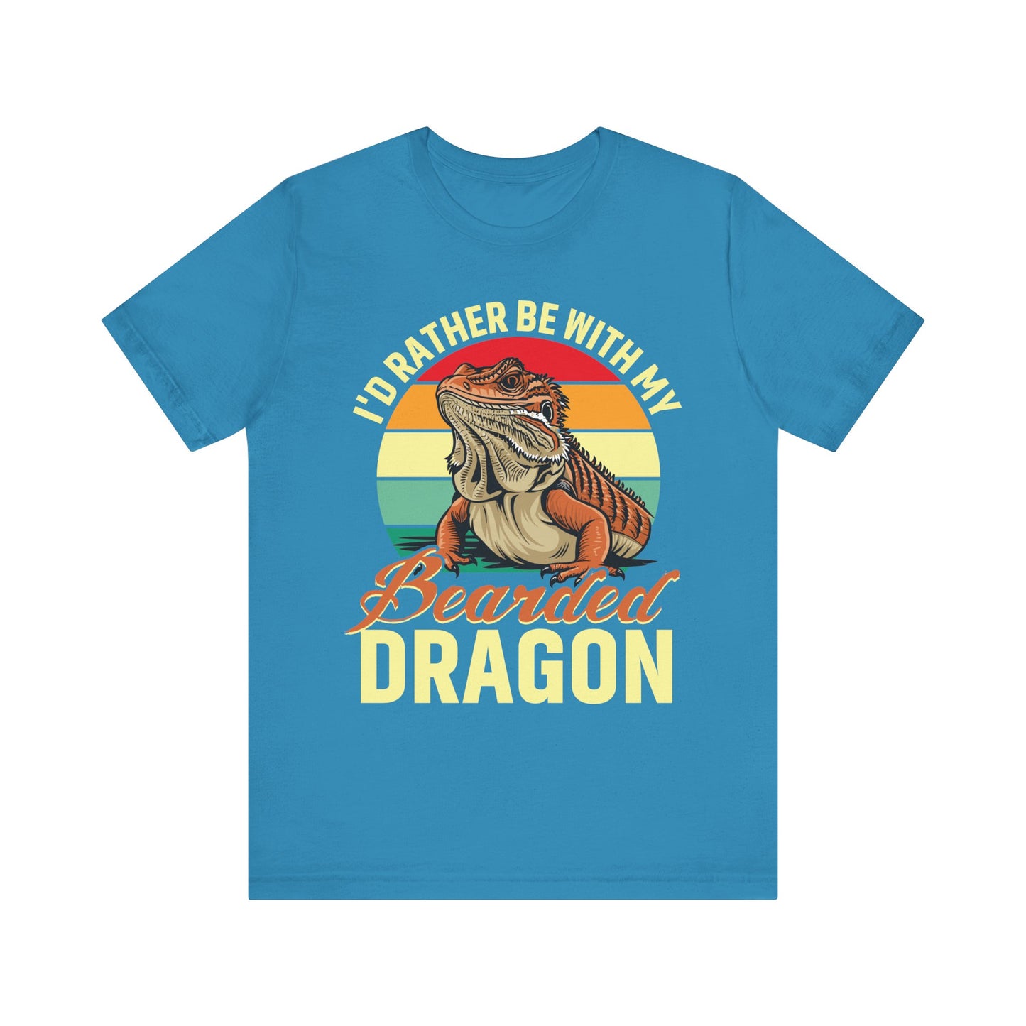 "I'd Rather Be With My Bearded Dragon" Print Unisex Jersey Tee - Casual Everyday Wear - Great for Reptile Lovers