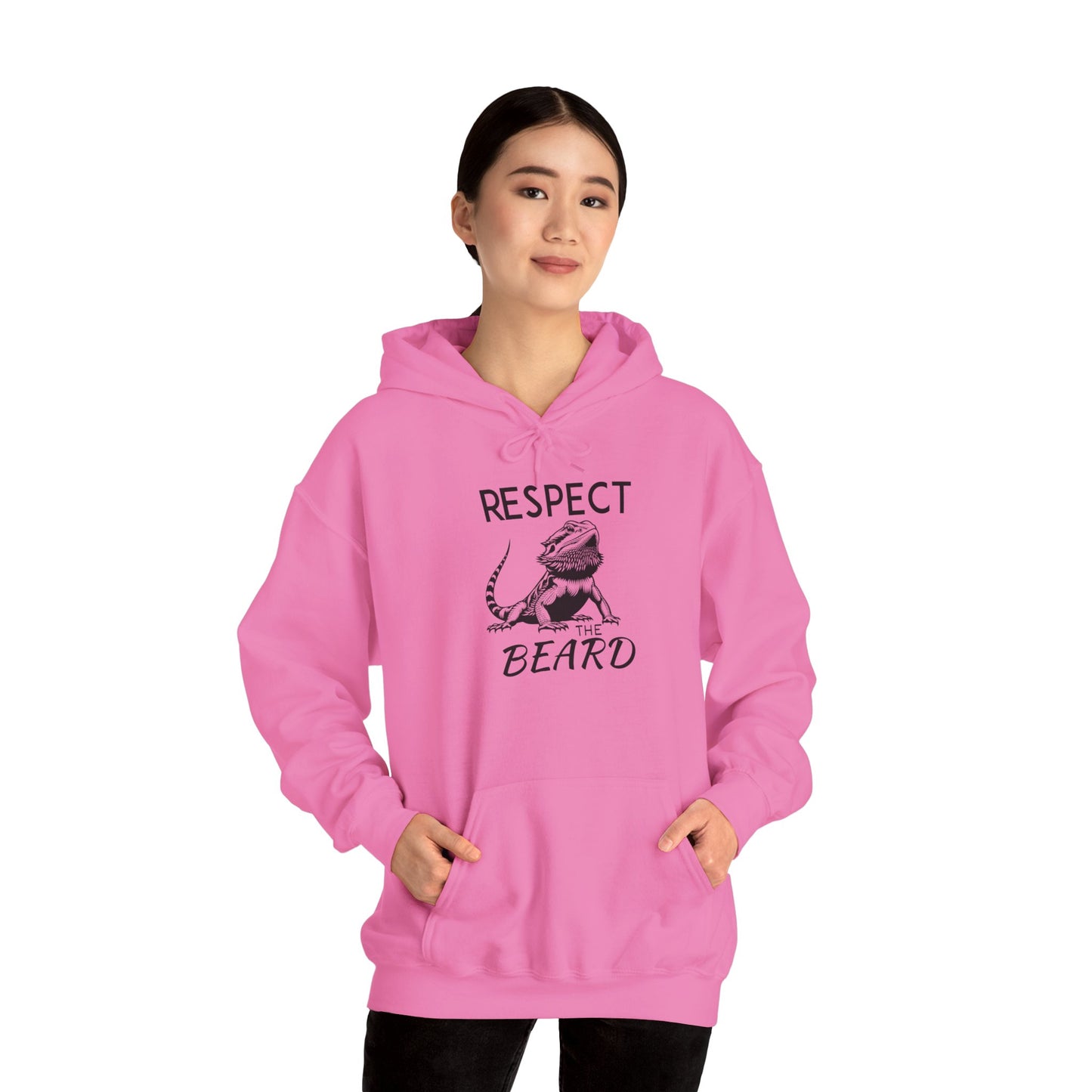 "Respect the Beard" Cozy Unisex Hooded Sweatshirt with Bold Print - Great for Reptile Lovers