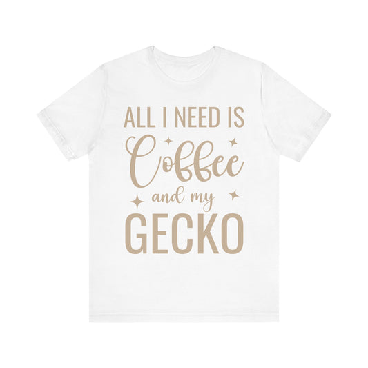 "Coffee and My Gecko" Unisex Jersey Tee - Casual Everyday Wear - Great for Reptile Lovers