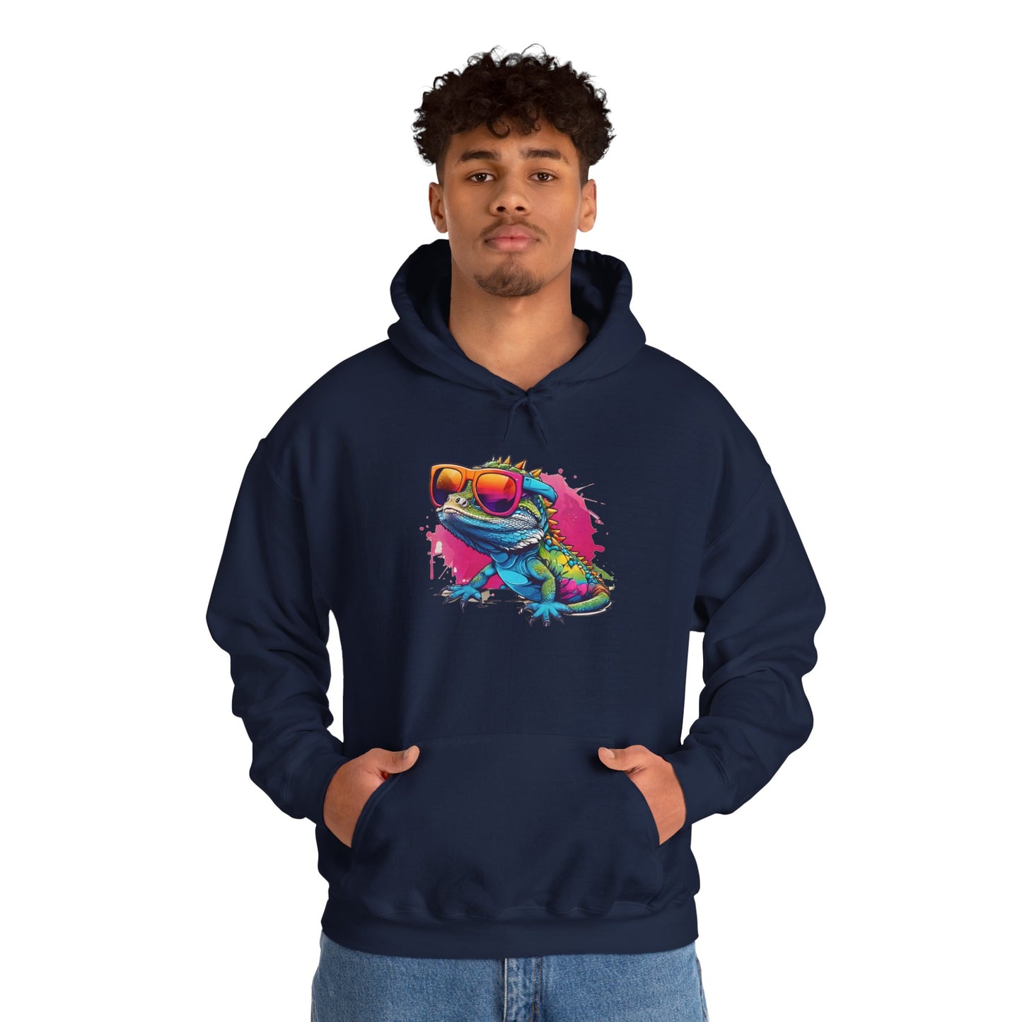 Cool Lizard Unisex Hooded Sweatshirt with Bold Print - Great for Reptile Lovers