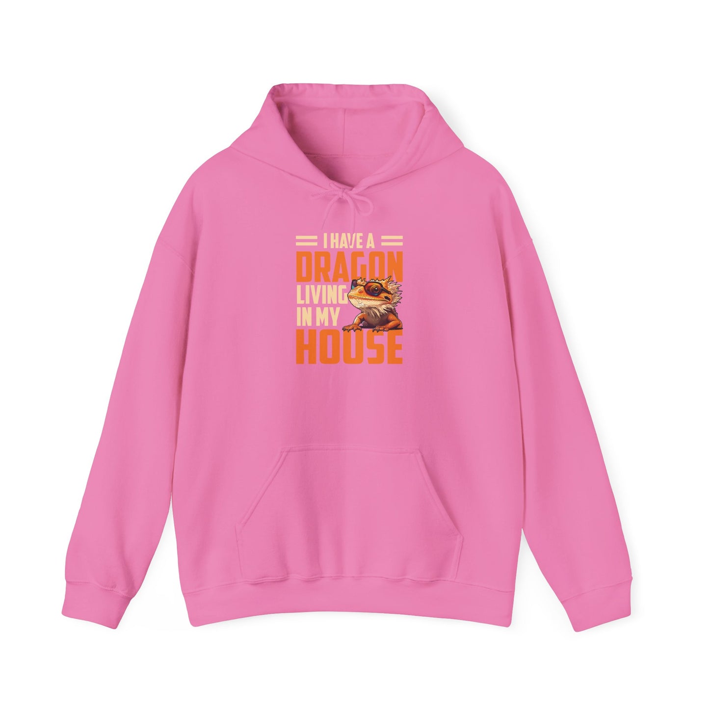 "Dragon Living In My House" Unisex Hooded Sweatshirt with Bold Print - Great for Reptile Lovers