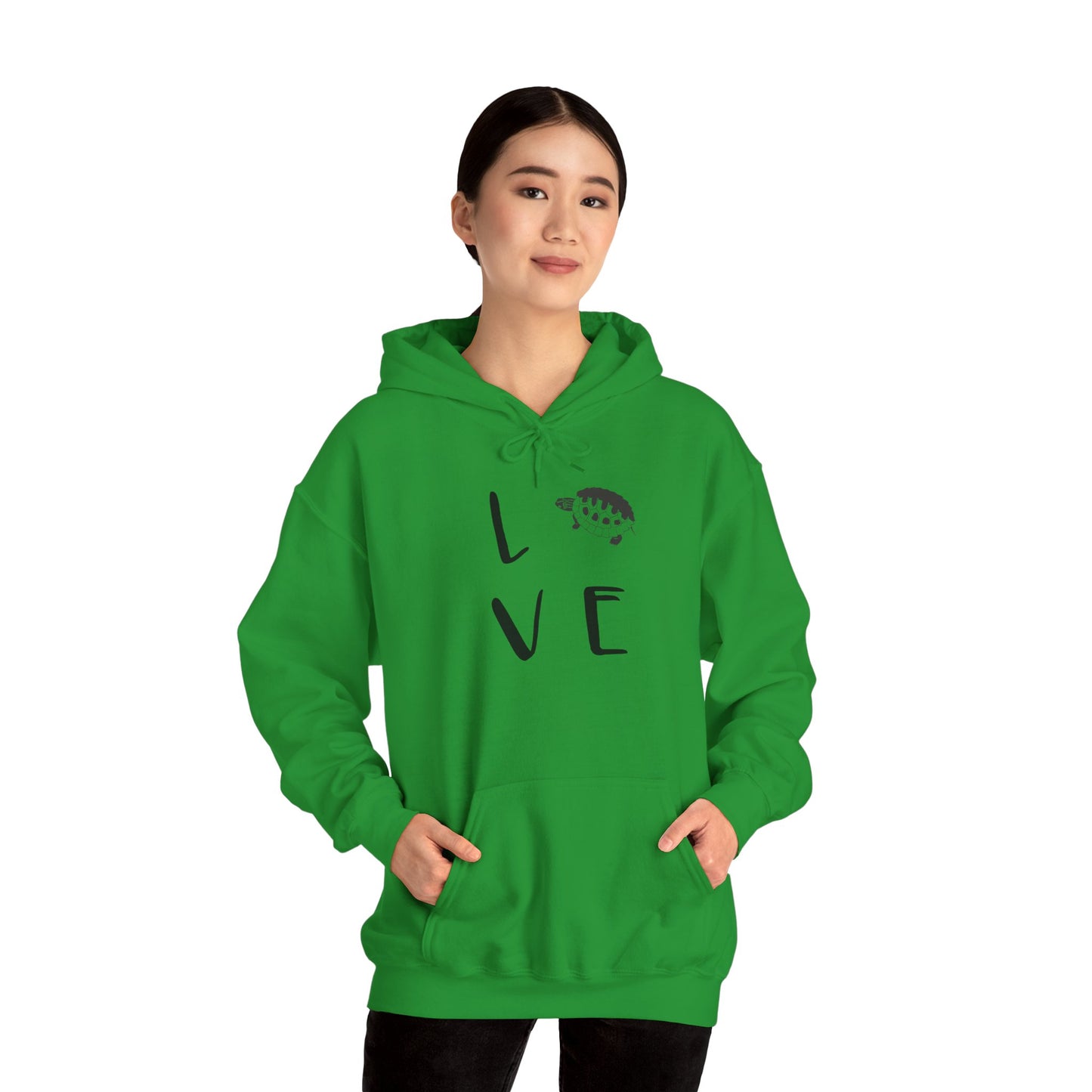 Turtle Love Cozy Unisex Hooded Sweatshirt with Bold Print - Great for Reptile Lovers