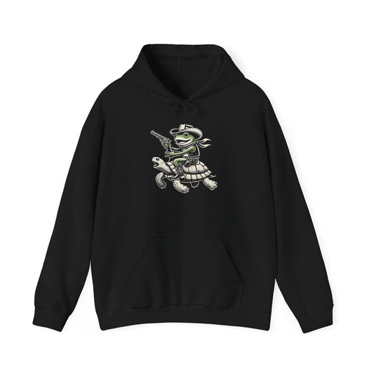 Frog Cowboy Unisex Hooded Sweatshirt with Bold Print - Great for Reptile Lovers