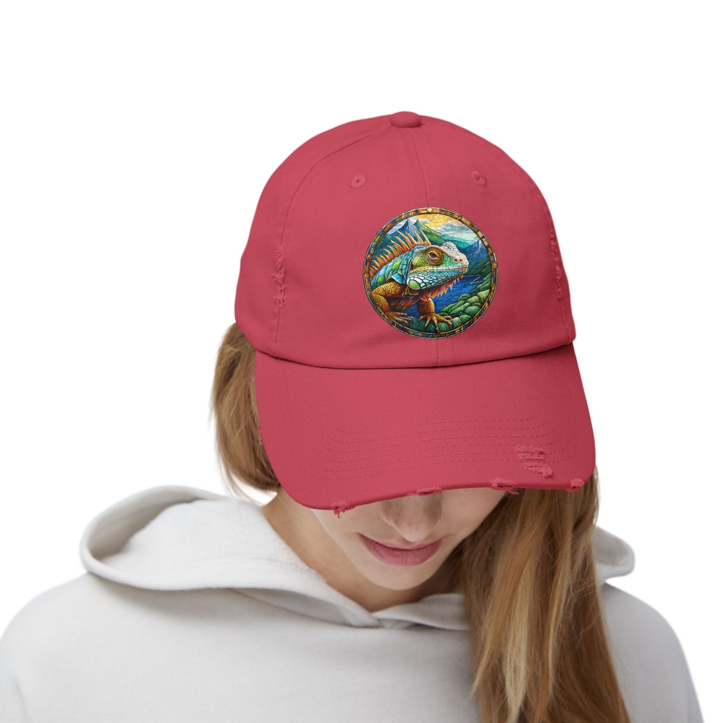 Iguana Unisex Distressed Cap - Casual Streetwear Hat for Everyday Use - Great for Reptile Lovers