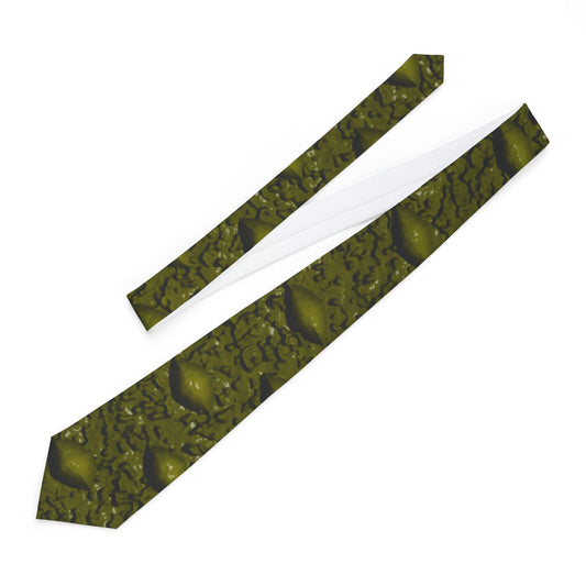 Green Lizard Necktie - Stylish Men's Satin Tie with Soft Satin Finish & Keeper Loop