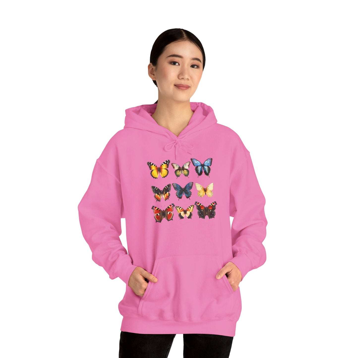 Butterflies Cozy Unisex Hooded Sweatshirt with Bold Print - Great for Insect Lovers