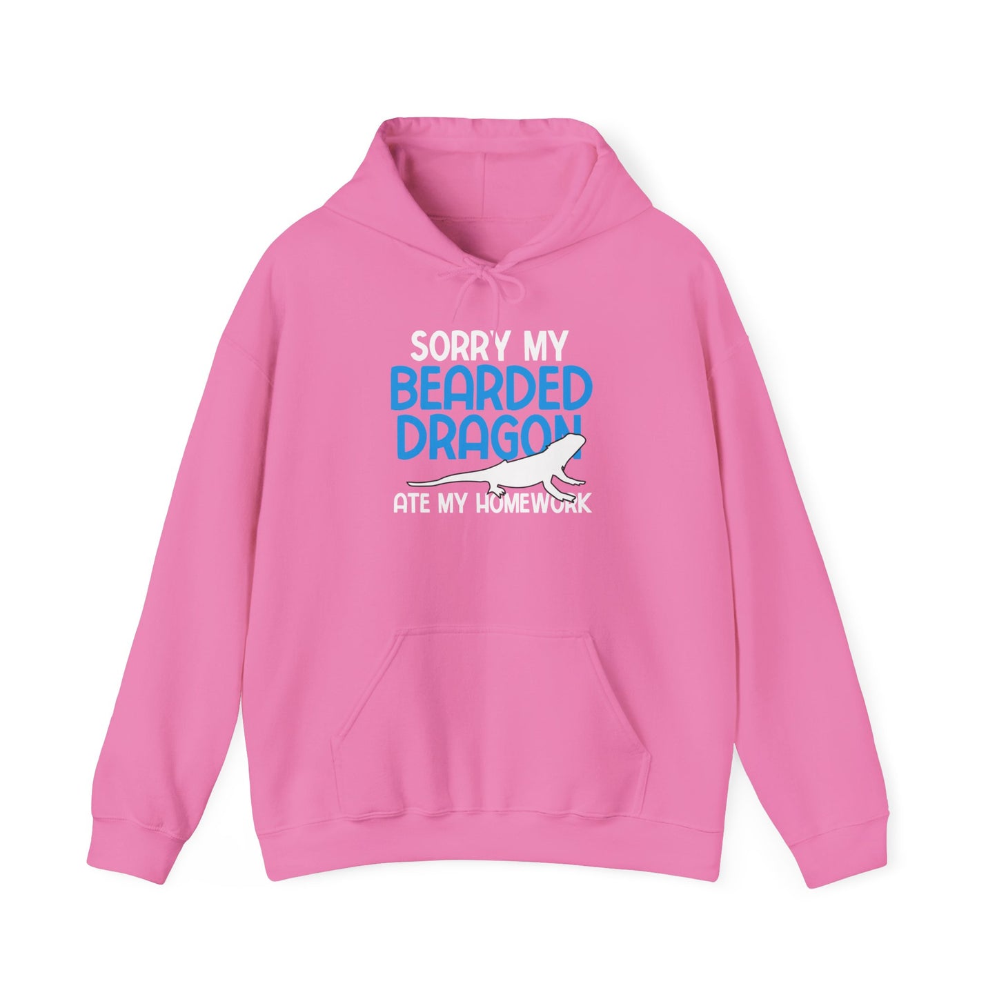 "Bearded Dragon Ate My Homework" Unisex Hooded Sweatshirt with Bold Print - Great for Reptile Lovers