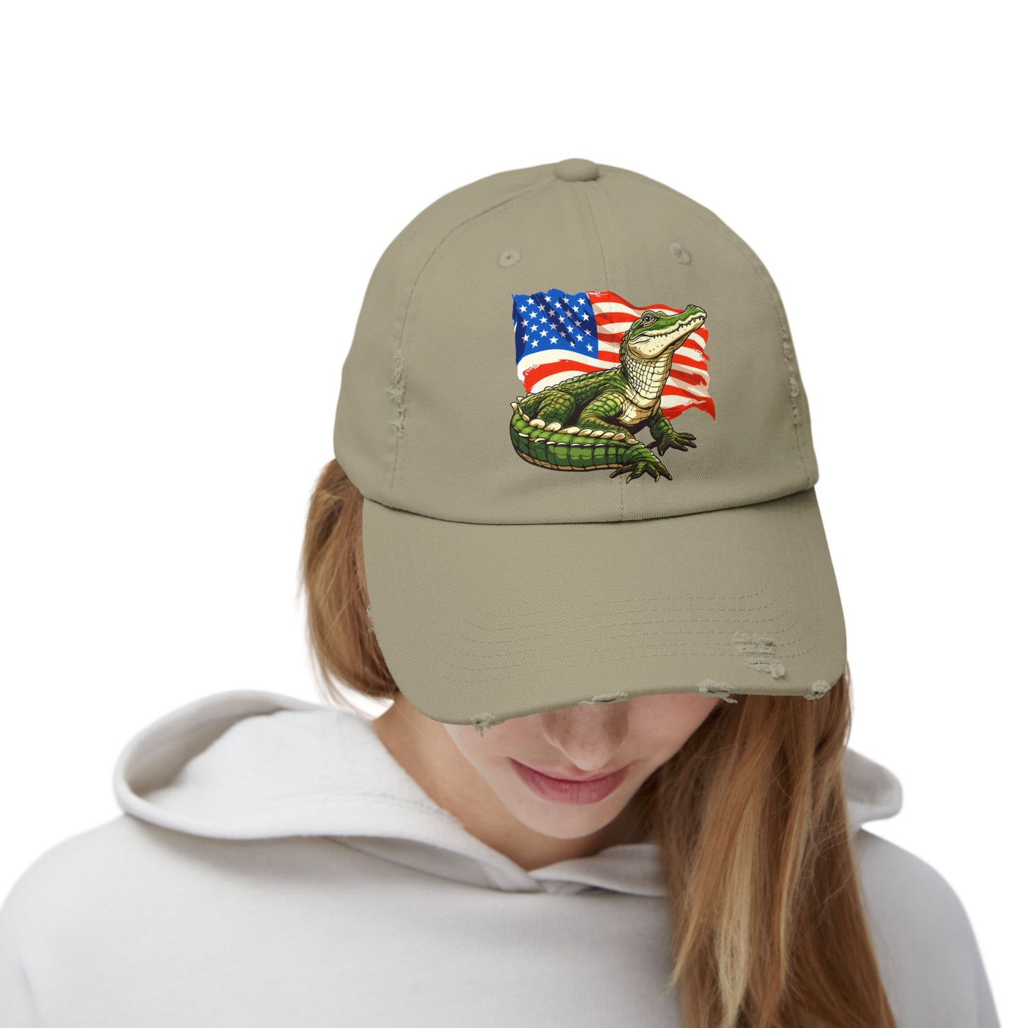 Gator Flag Unisex Distressed Cap - Casual Streetwear Hat for Everyday Use - Great for Reptile Lovers