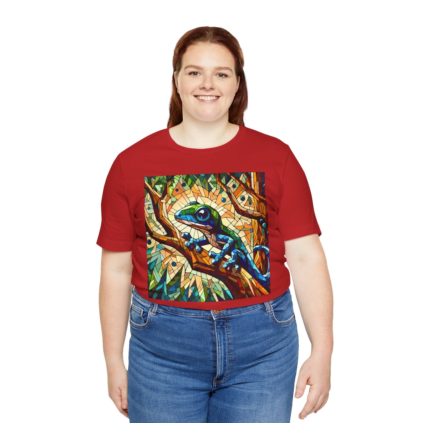 Stained Glass Lizard Unisex Jersey Tee - Casual Everyday Wear - Great for Reptile Lovers