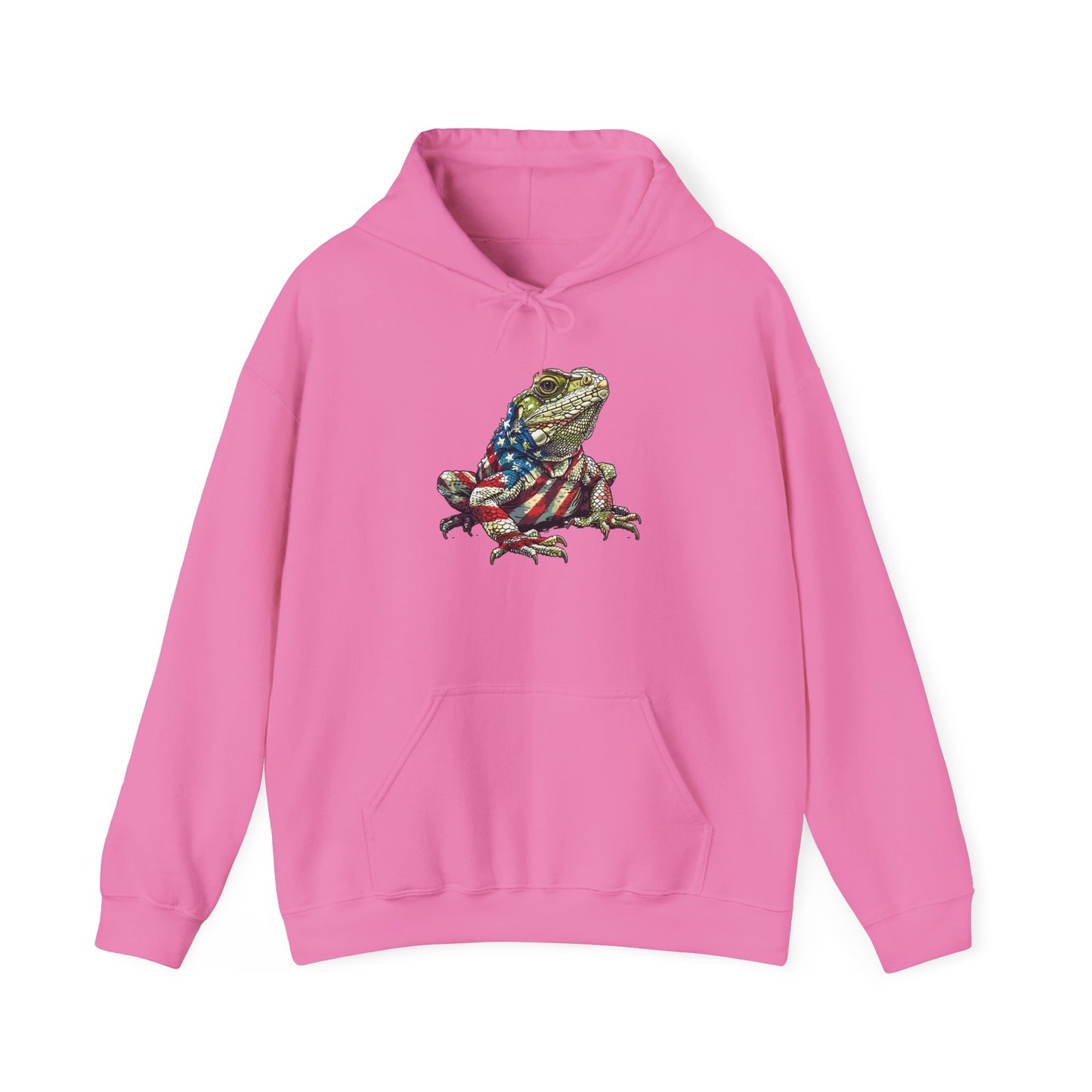 Flag Lizard Cozy Unisex Hooded Sweatshirt with Bold Print - Great for Reptile Lovers