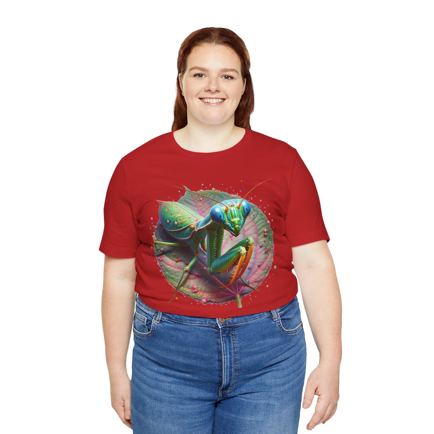 Mantis on a Leaf Unisex Jersey Tee - Casual Everyday Wear - Great for Reptile Lovers