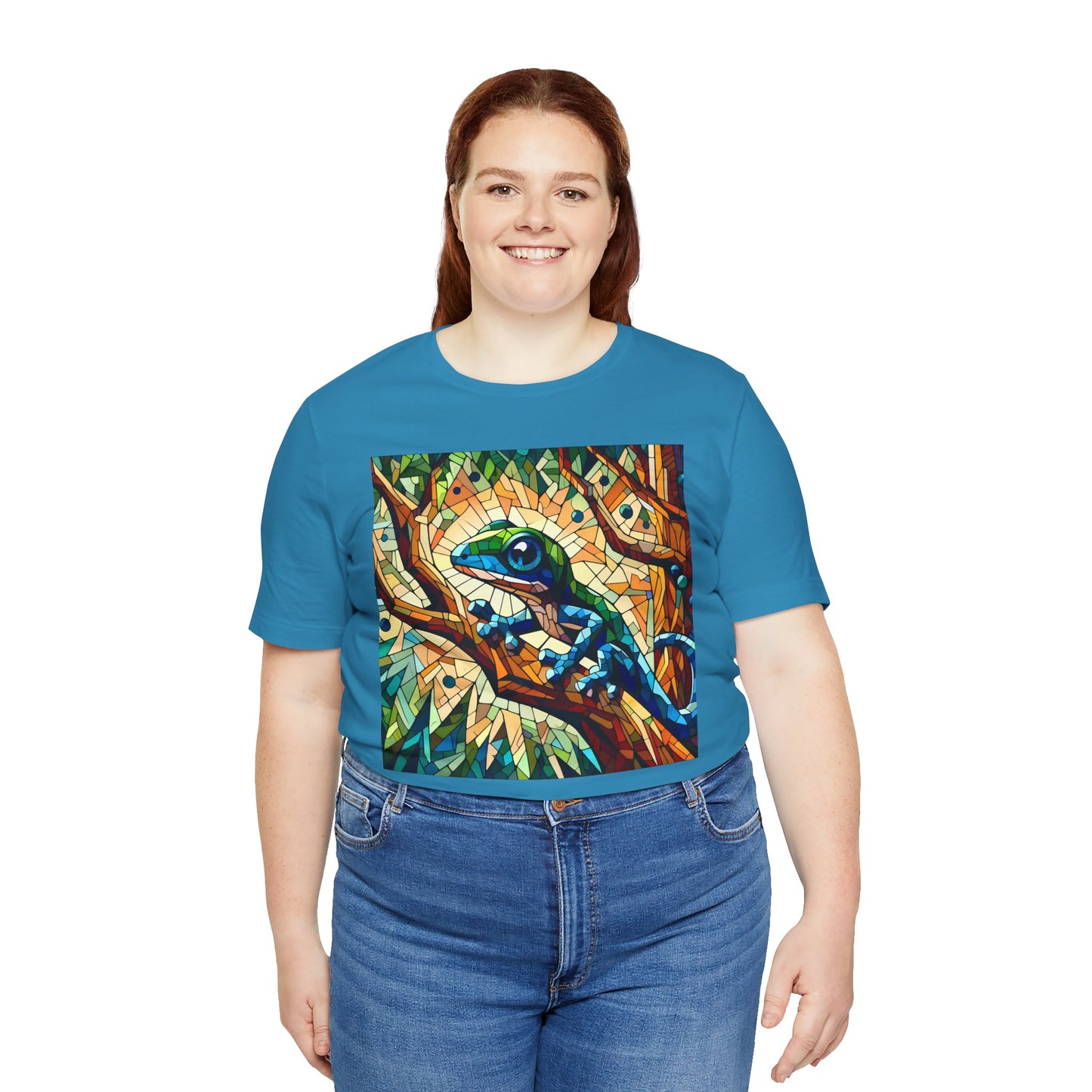 Stained Glass Lizard Unisex Jersey Tee - Casual Everyday Wear - Great for Reptile Lovers