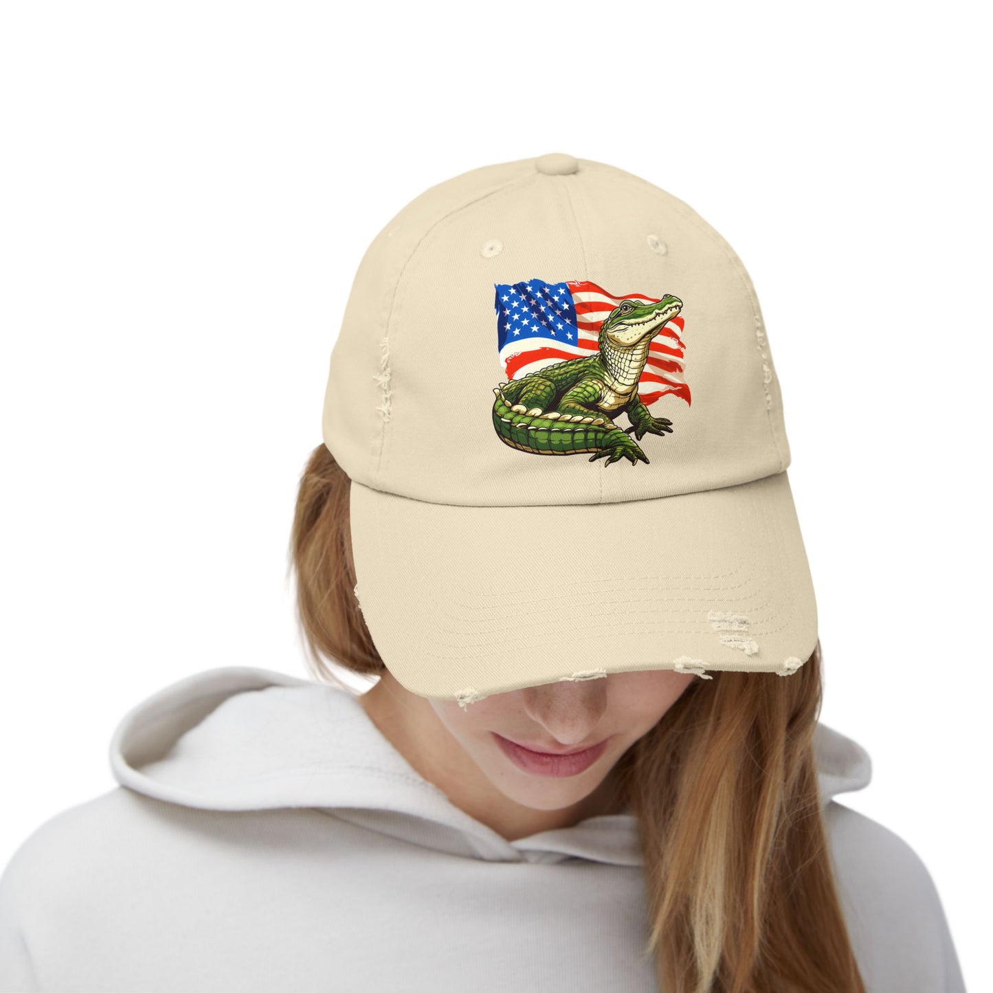 Gator Flag Unisex Distressed Cap - Casual Streetwear Hat for Everyday Use - Great for Reptile Lovers