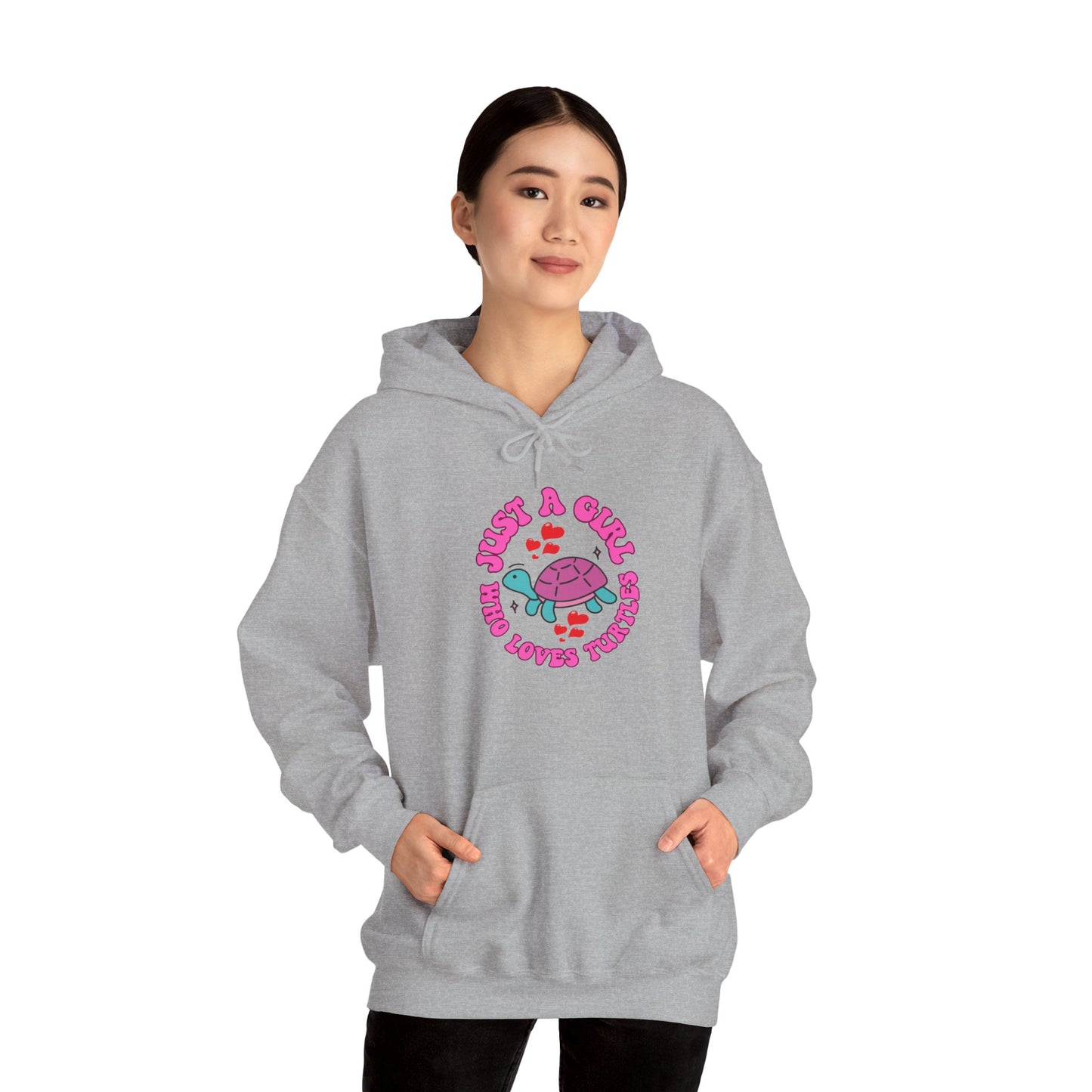 "Just a Girl Who Loves Turtles" Unisex Hooded Sweatshirt with Bold Print - Great for Reptile Lovers