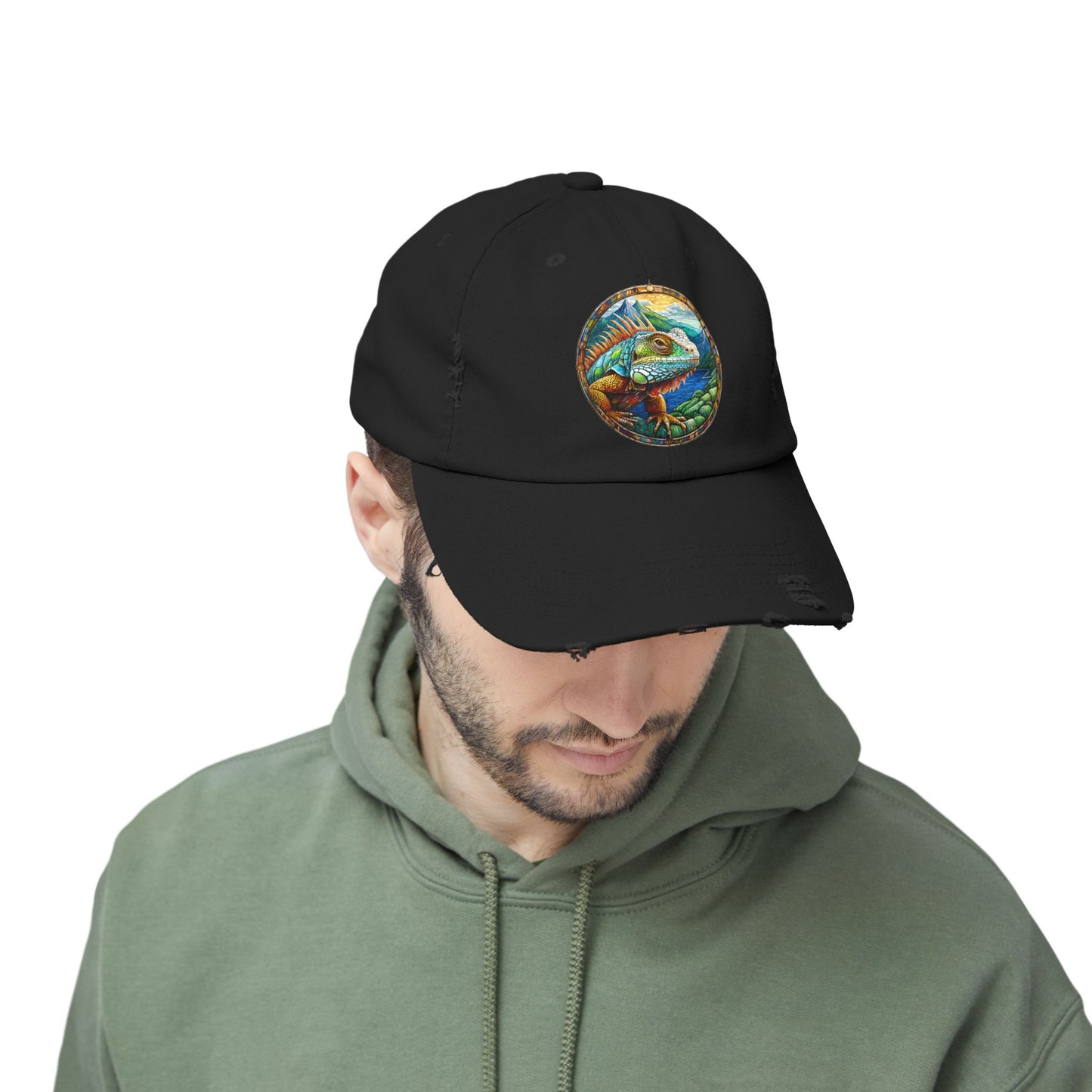 Iguana Unisex Distressed Cap - Casual Streetwear Hat for Everyday Use - Great for Reptile Lovers