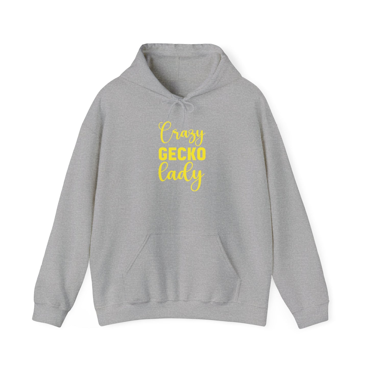 "Crazy Gecko Lady" Unisex Hooded Sweatshirt with Bold Print - Great for Reptile Lovers