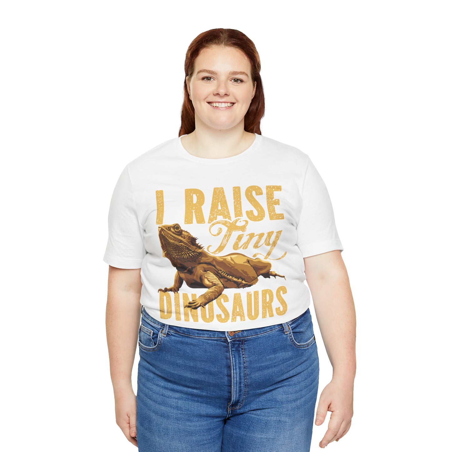 "I Raise Tiny Dinosaurs" Bearded Dragon Print Unisex Jersey Tee - Casual Everyday Wear - Great for Reptile Lovers