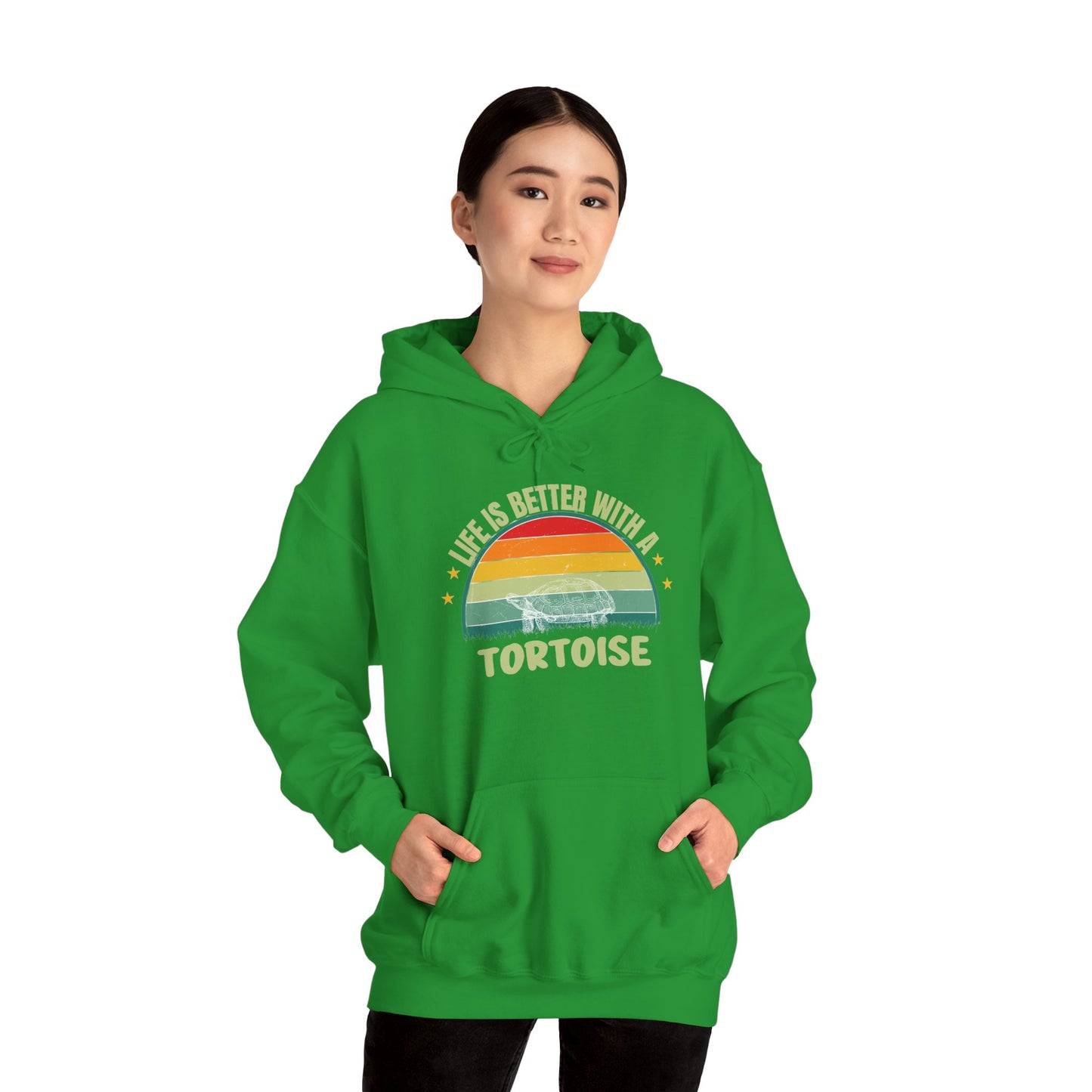 "Life is Better with a Tortoise" Unisex Hooded Sweatshirt with Bold Print - Great for Reptile Lovers
